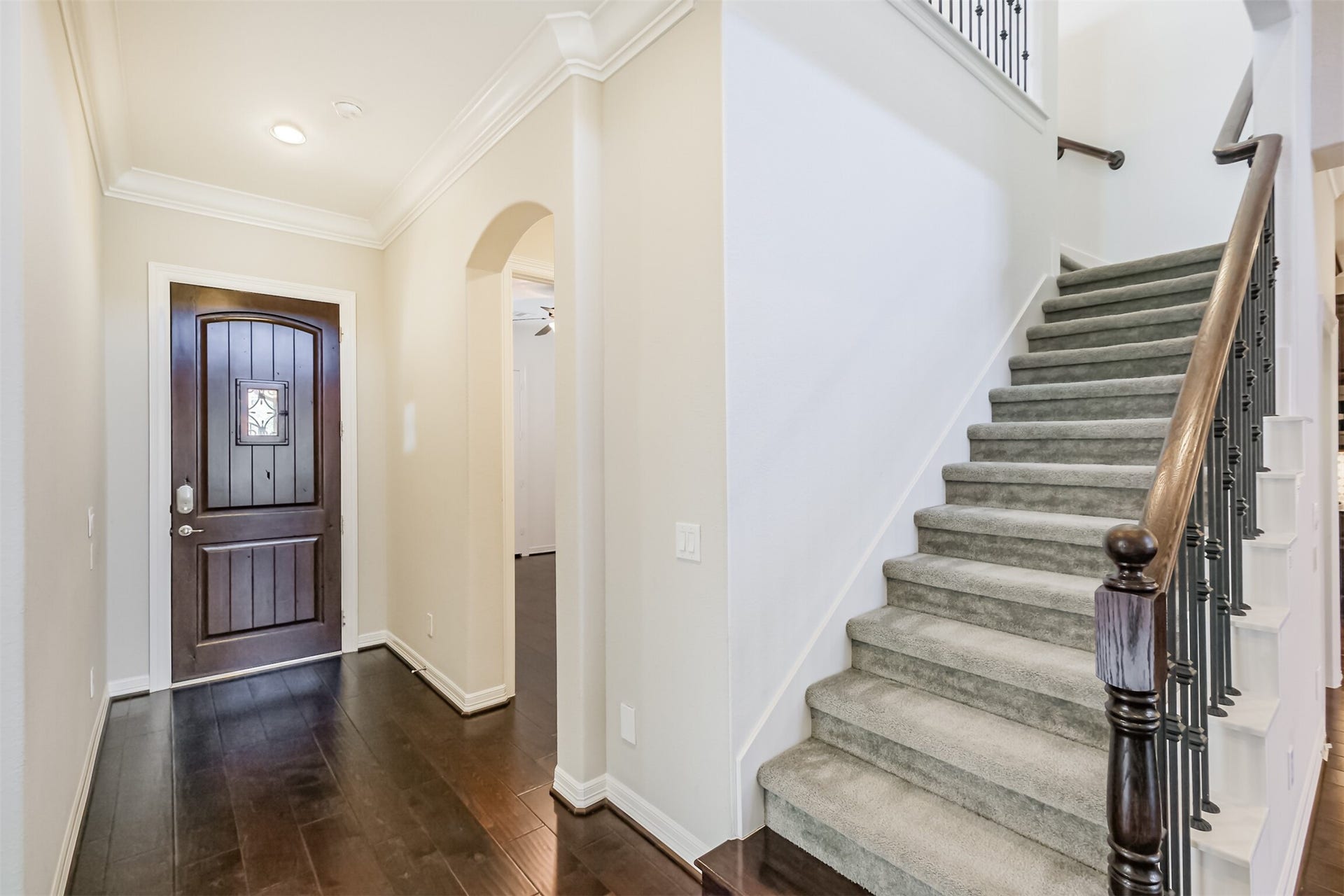 10 Silent Way Drive, Sugar Land, TX 77498 Stairs to second-floor game room with half bath.