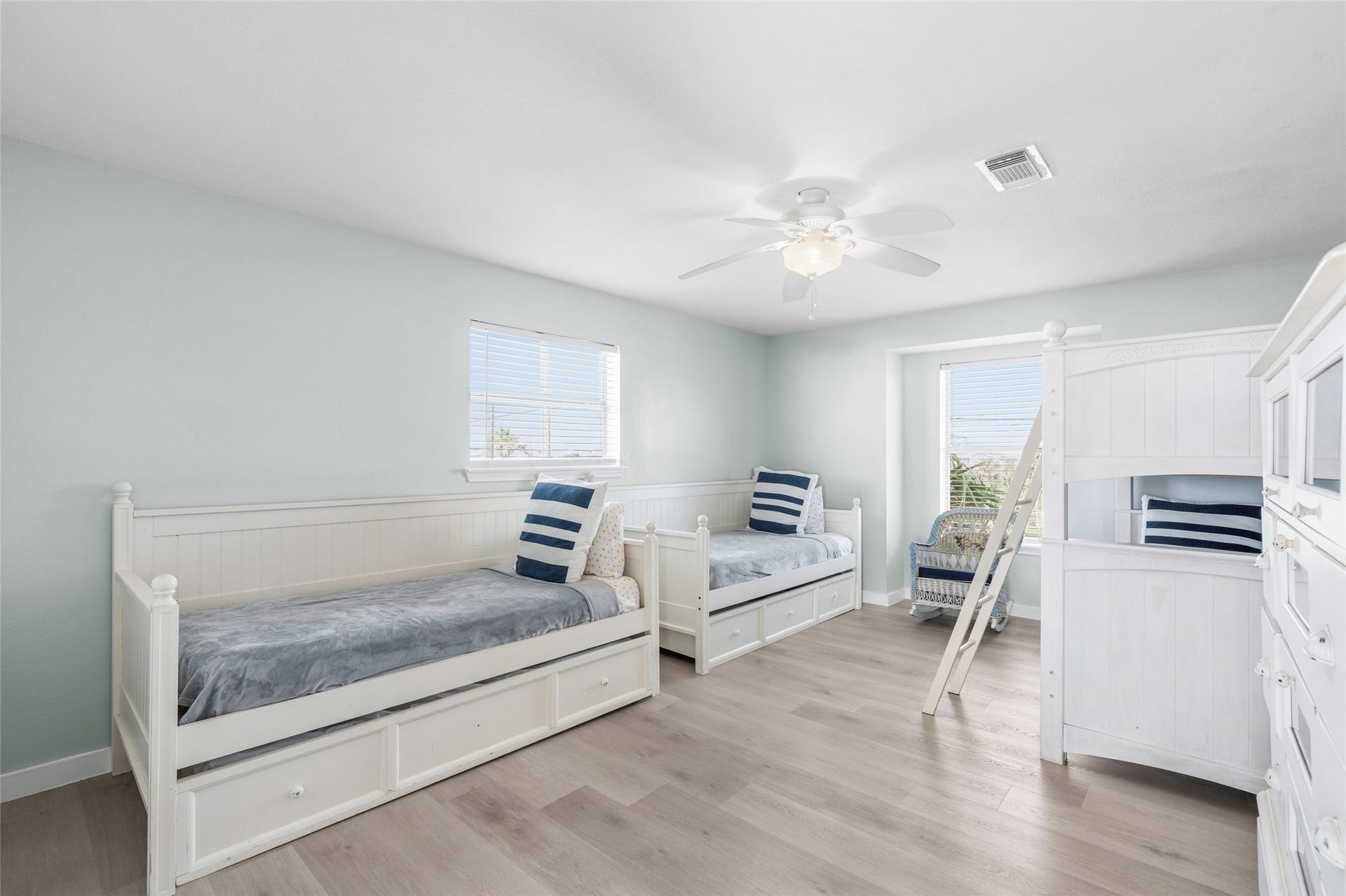 21631 Termini San Luis Pass Road, Galveston, TX 77554 Primary bedroom is set up to maximize occupancy with current bed configurations.