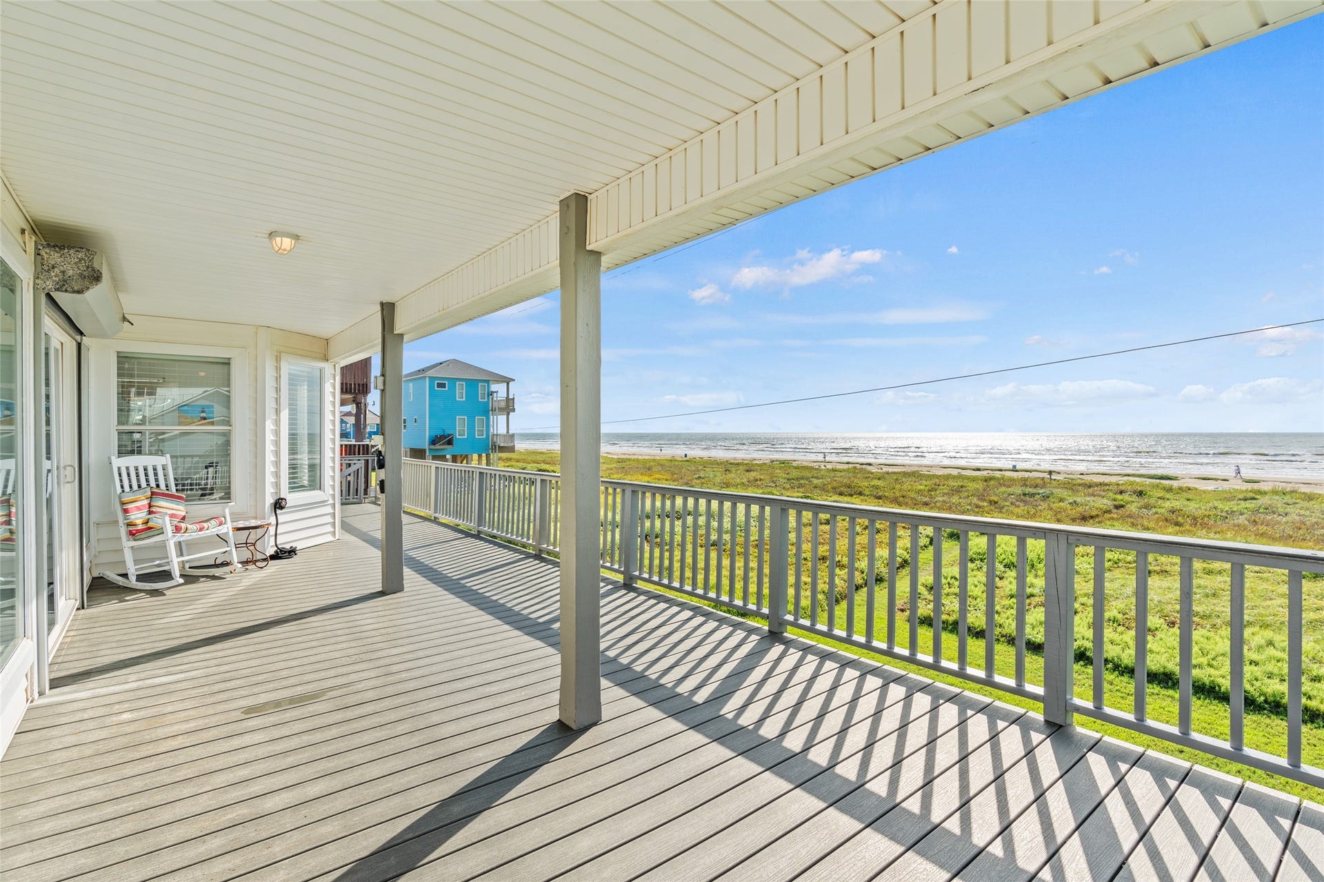 21631 Termini San Luis Pass Road, Galveston, TX 77554 This oceanfront deck is perfect for enjoying seaside living.
