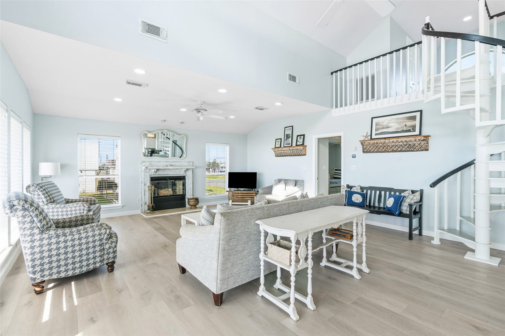 21631 Termini San Luis Pass Road, Galveston, TX 77554 The room also featuring a fireplace and plenty of room for relaxation and entertaining.