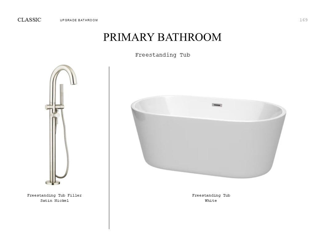 Classic Look Palette 4: Primary Bathroom Selection Sheet (*Artist rendering used for illustration purposes only.)