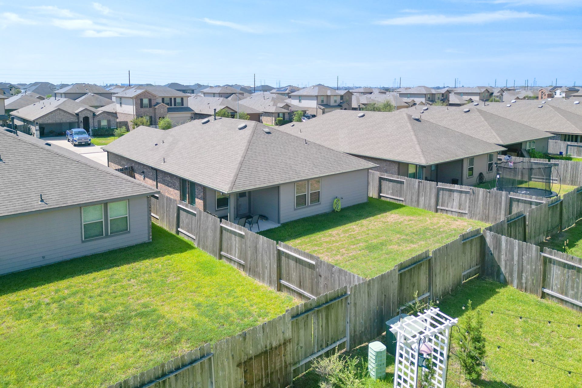 Aerial view of backyard