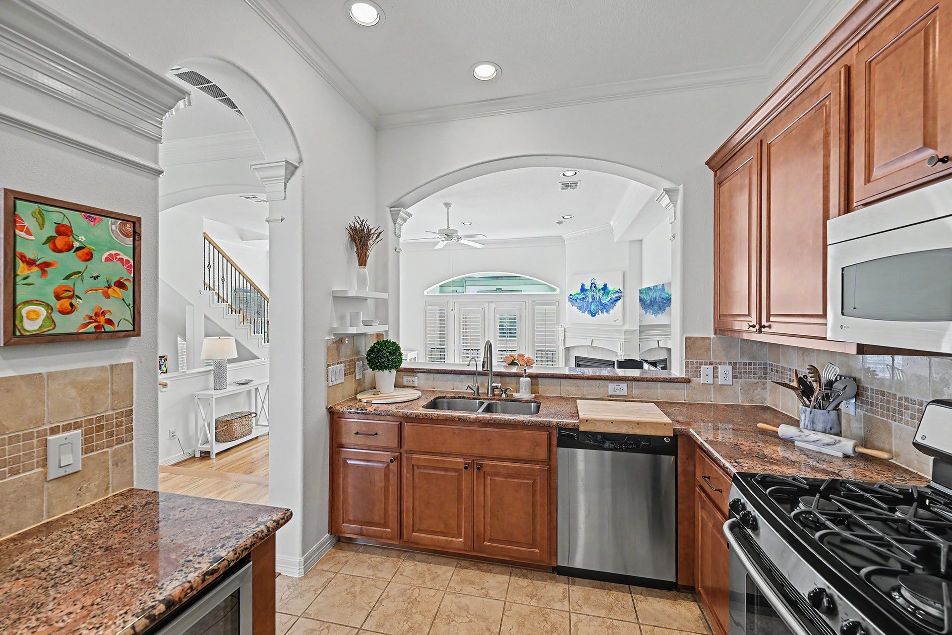 Kitchen open to both the living and dining rooms