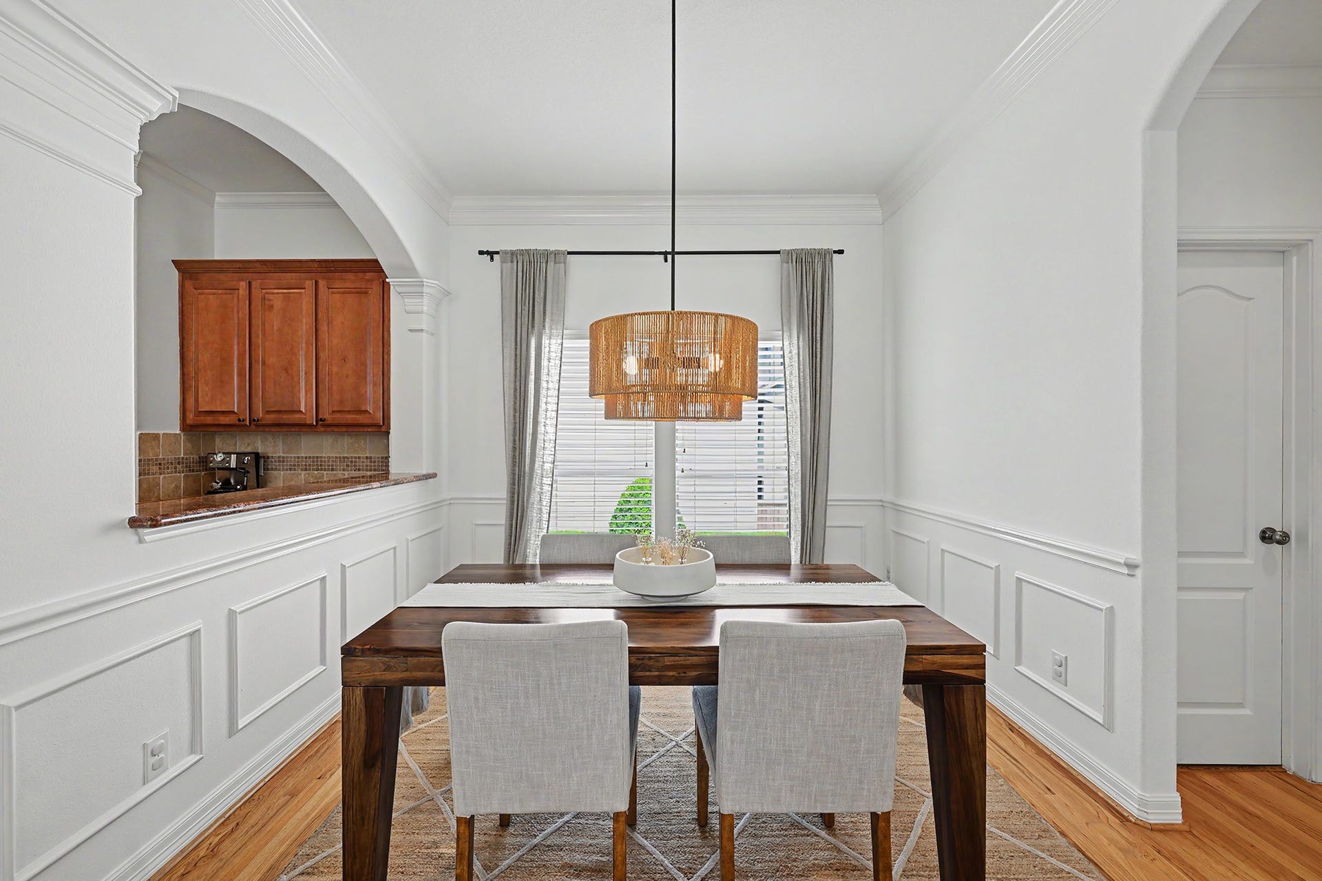 Dining room with the powder room off to the right