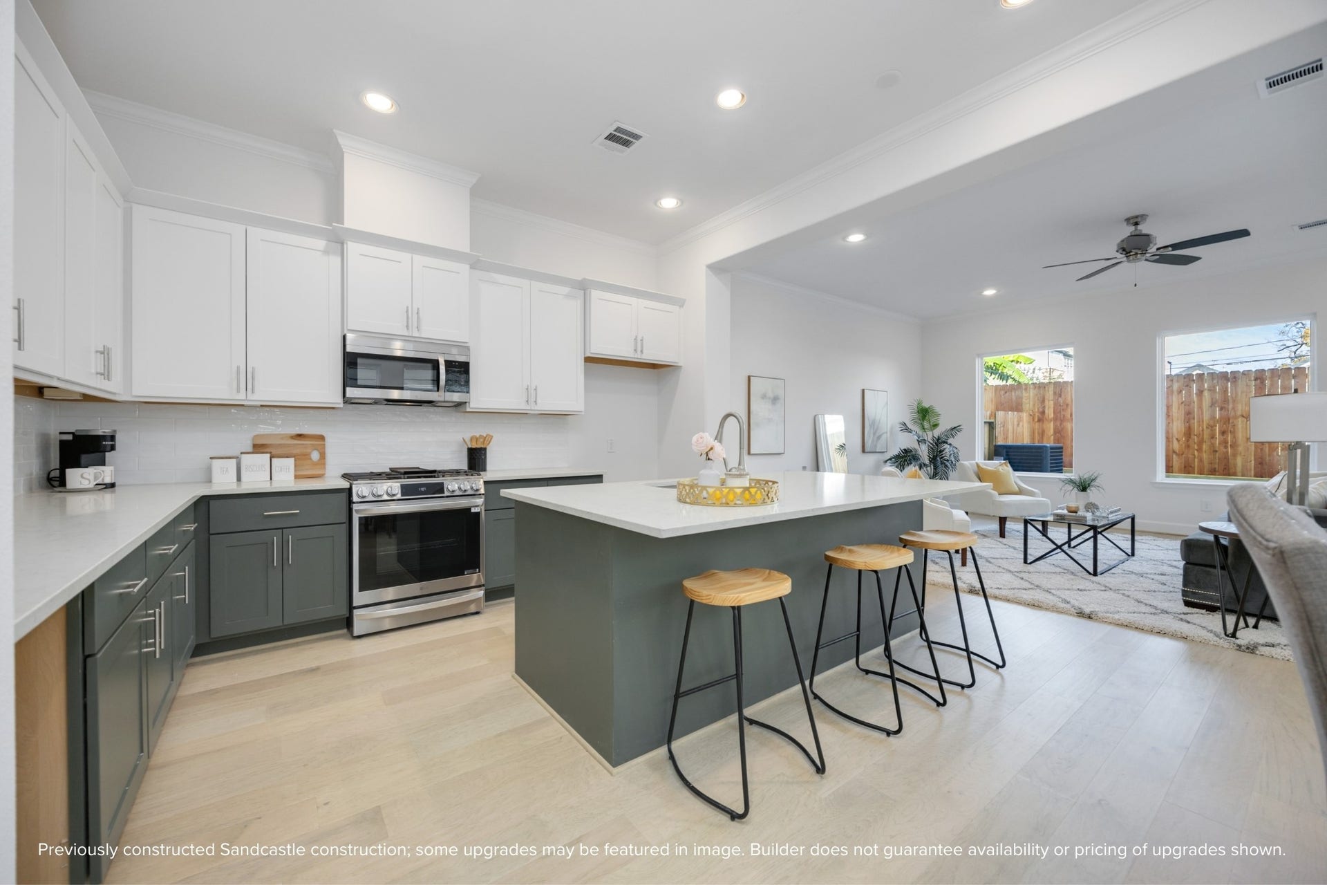 No walls needed herejust gorgeous flooring, smart lighting, and effortless flow between your kitchen workspace, dining table, and living area.