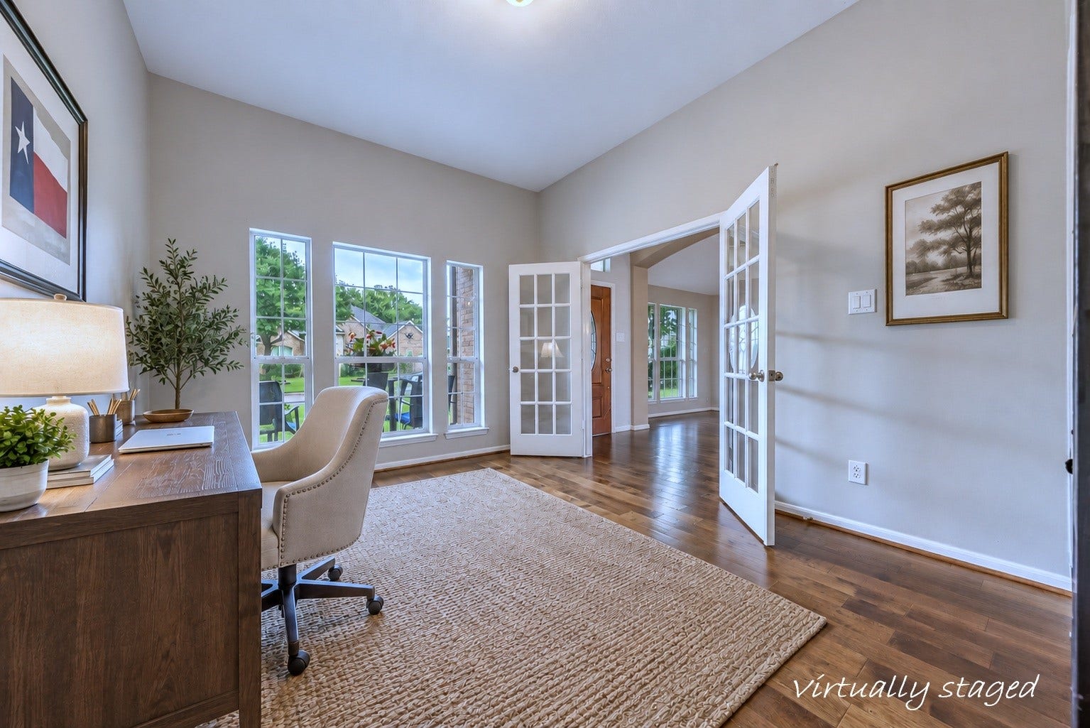 1859 Pembrook Circle, Conroe, TX 77301 Virtually staged office/4th bedroom. Dual entrance or close off for privacy.