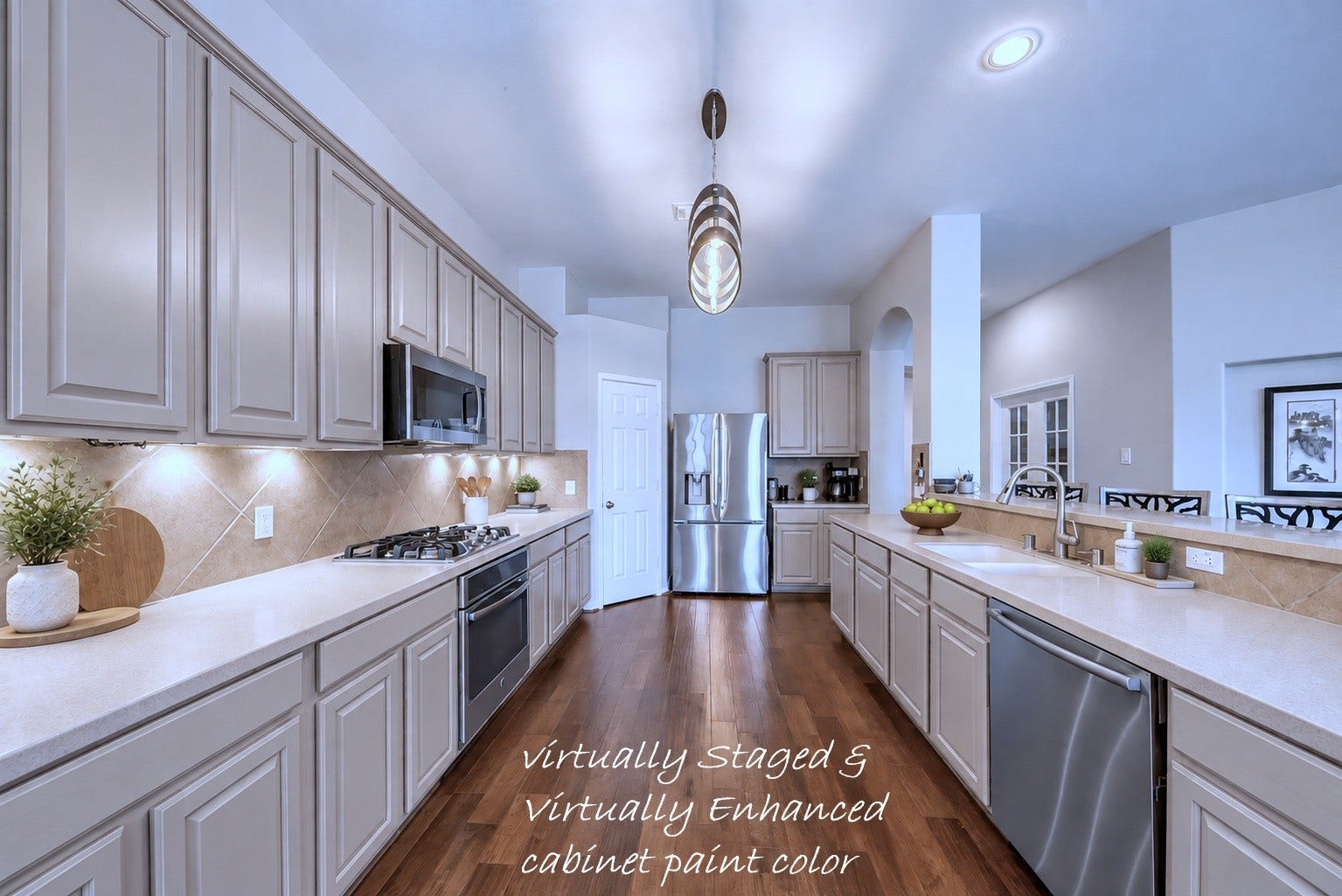 1859 Pembrook Circle, Conroe, TX 77301 Virtually staged and VIRTUALLY ENHANCED TO SHOW CABINETS refreshed with paint color accessible beige (color may vary from rendering)