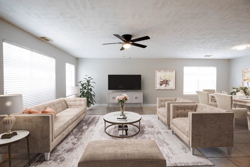 19946 Mason Creek Drive, Katy, TX 77449 Virtual staging of front, formal living room