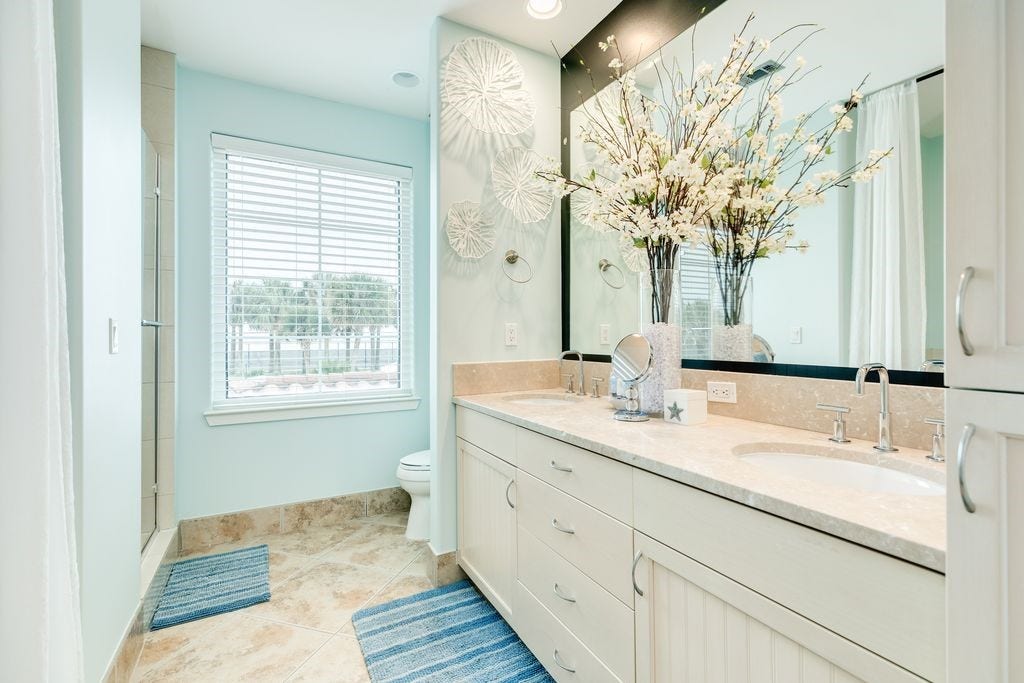 10327 Termini San Luis Pass Road, #218, Galveston, TX 77554 Primary bath with double sinks