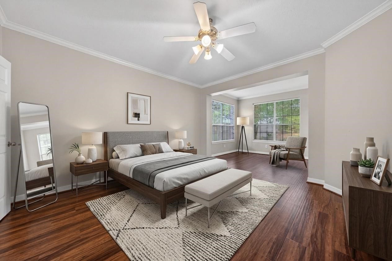 4319 Oak Forest Drive, Missouri City, TX 77459 Virtually staged primary bedroom