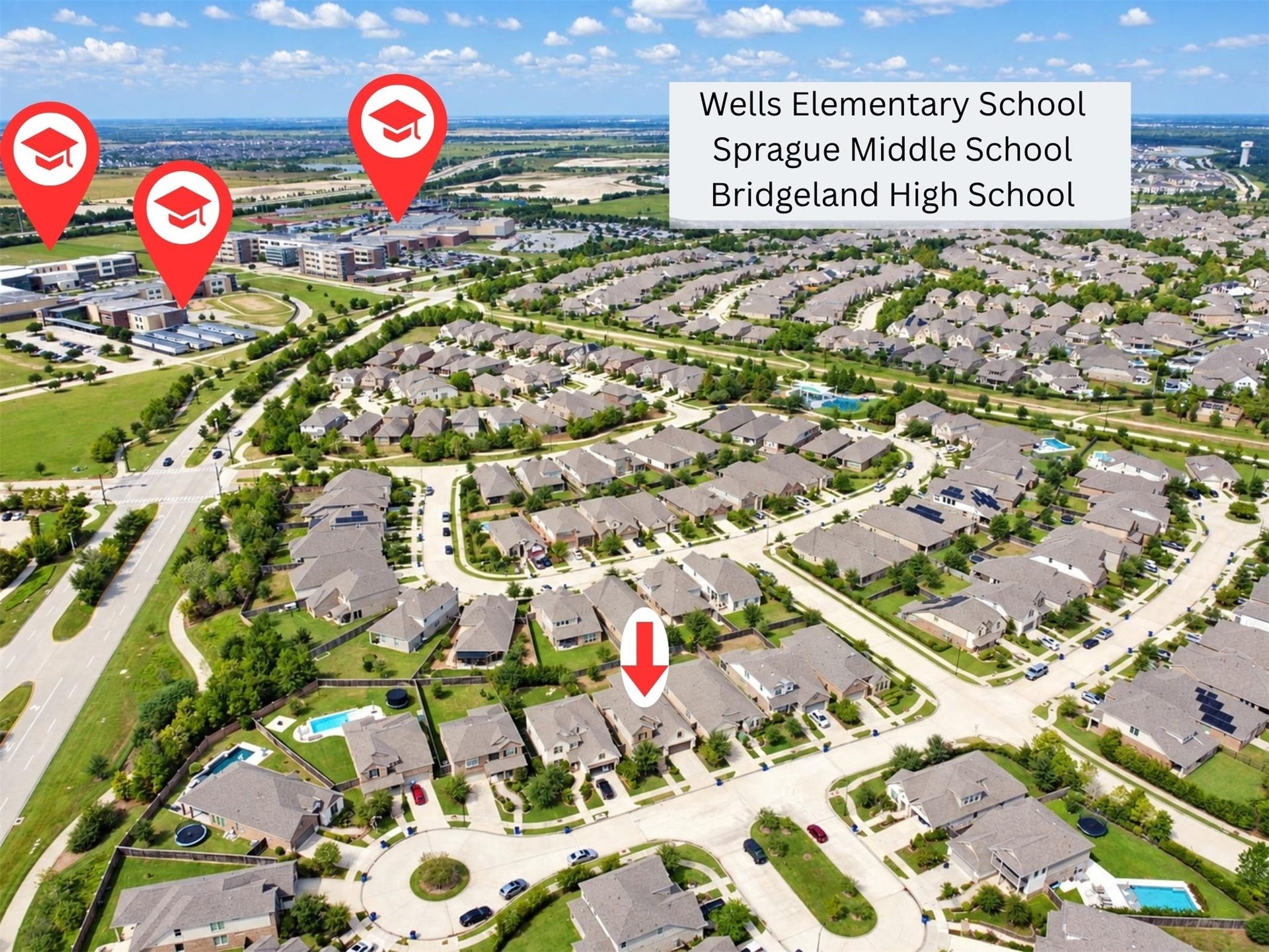 15419 Wilsons Snipe Court, Cypress, TX 77433 One of this home's biggest location advantages: Wells Elementary, Sprague Middle and Bridgeland High are all within walking distance, a rare setup that can make the daily school routine much easier.