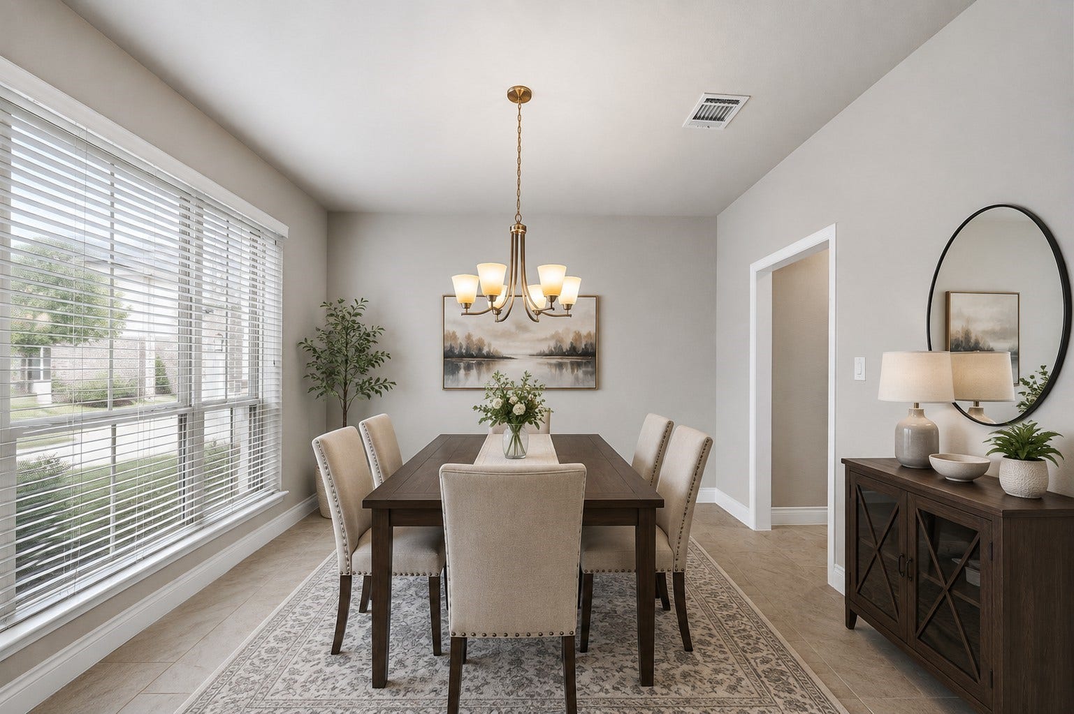 6902 N Elmwood Trail, Katy, TX 77493 Elegant formal dining room bathed in natural light, perfect for hosting memorable gatherings.