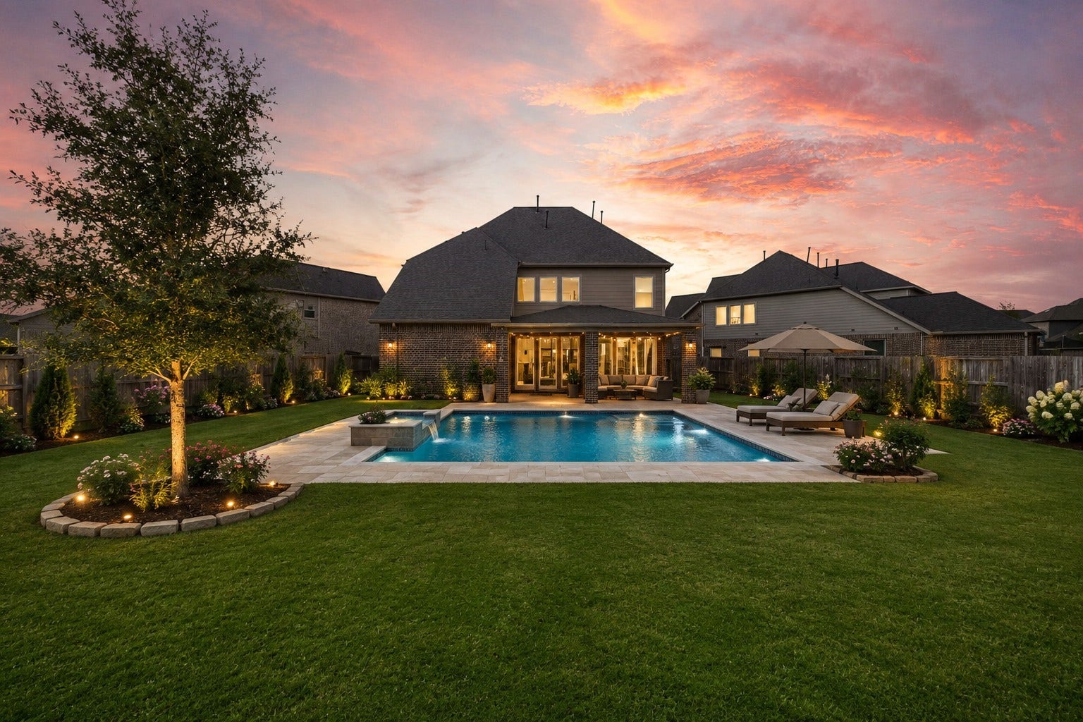 6902 N Elmwood Trail, Katy, TX 77493 A spacious, fully fenced backyard with plenty of room to create your own outdoor oasispool photo virtually generated to showcase the possibilities for the space.