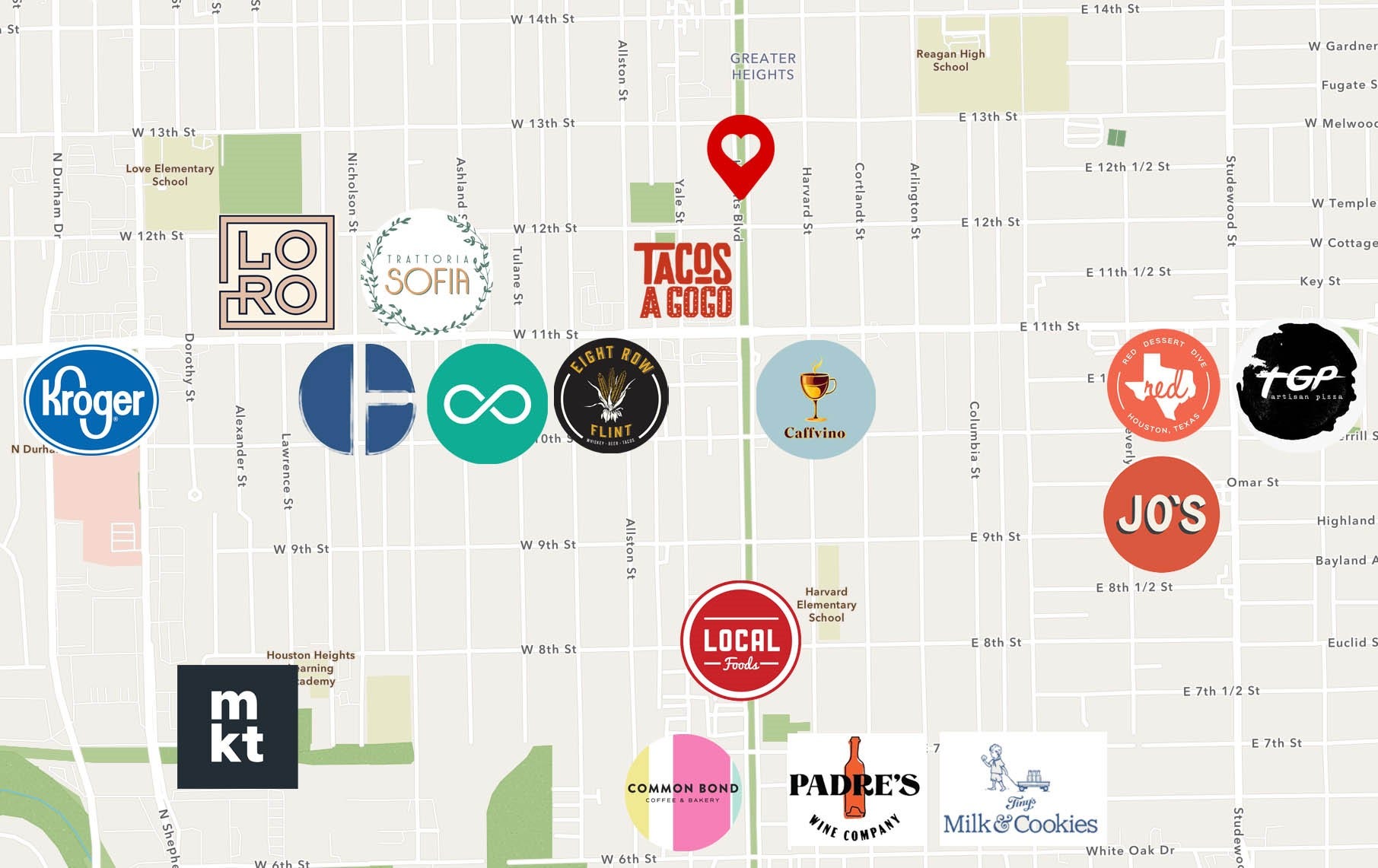 1203 Heights Boulevard, Houston, TX 77008 Your are a hop skip and a jump away from where you want to eat of shop. Supporting Local!