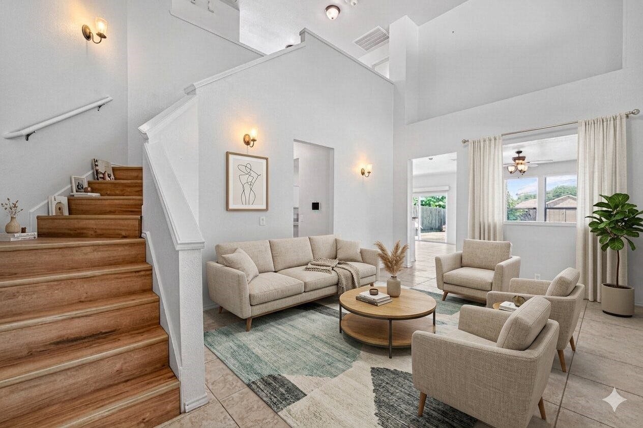 26130 Ripley Hills Drive, Richmond, TX 77406 Experience the elegance of this virtually staged formal living room, featuring an open layout with high ceilings and abundant natural light, perfect for both relaxation and entertaining.