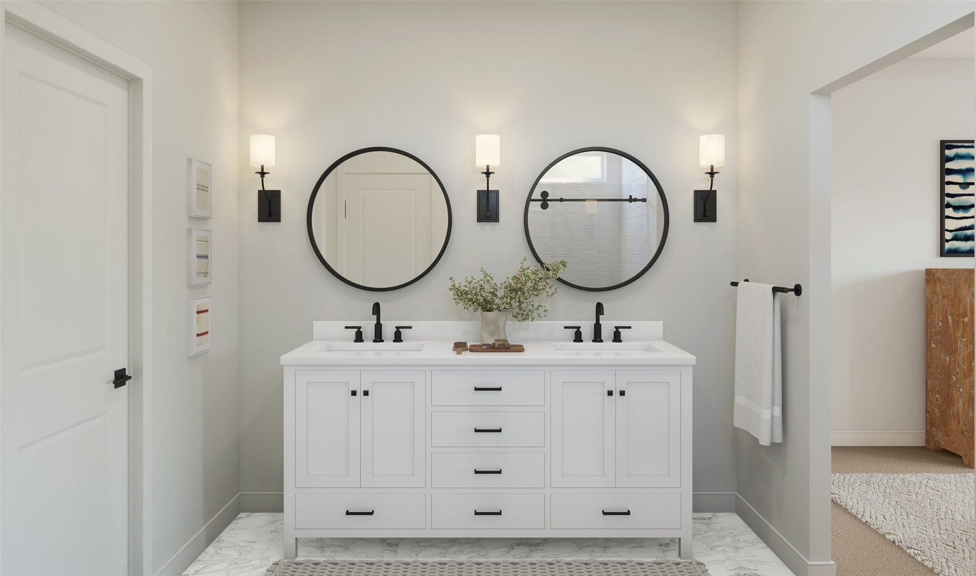 23635 Gulf Prairie Drive, Katy, TX 77493 Relaxing primary bath with dual sinks (*Artist rendering used for illustration purposes only.)