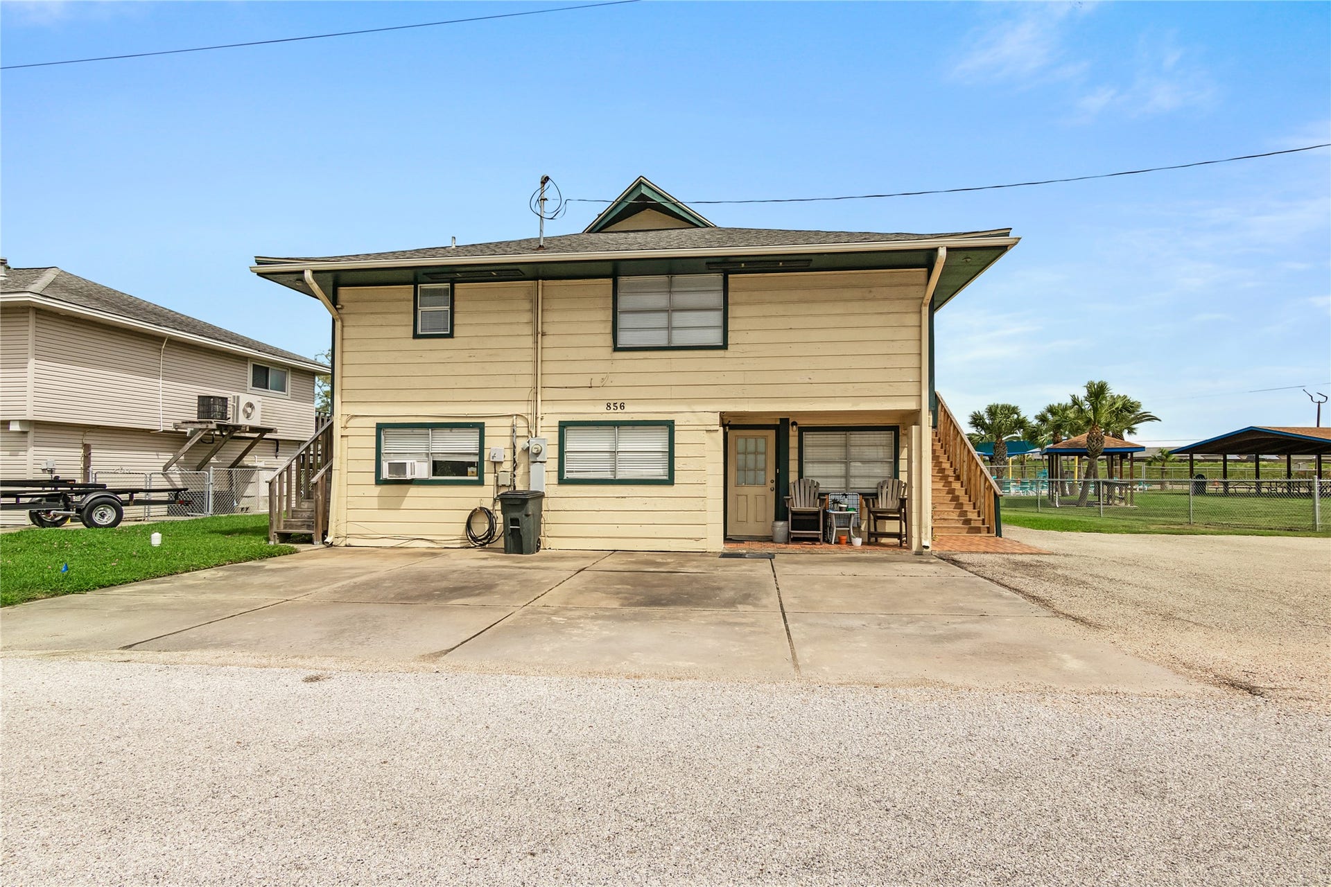 856 Bonita Street, Bayou Vista, TX 77563 Street side of the home showing both set of stairs.