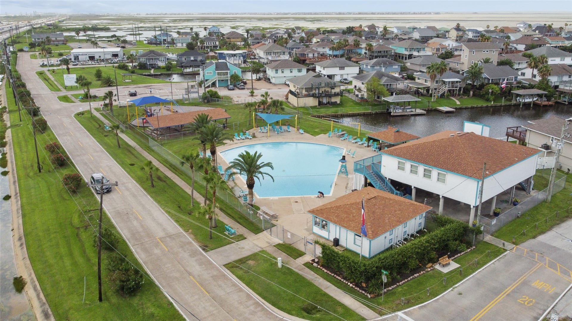 856 Bonita Street, Bayou Vista, TX 77563 Community center, beautiful city pool, playground and covered picnic area can be seen from the canal side decks.
Aerobic Swimming for adults during the summer weekday mornings.