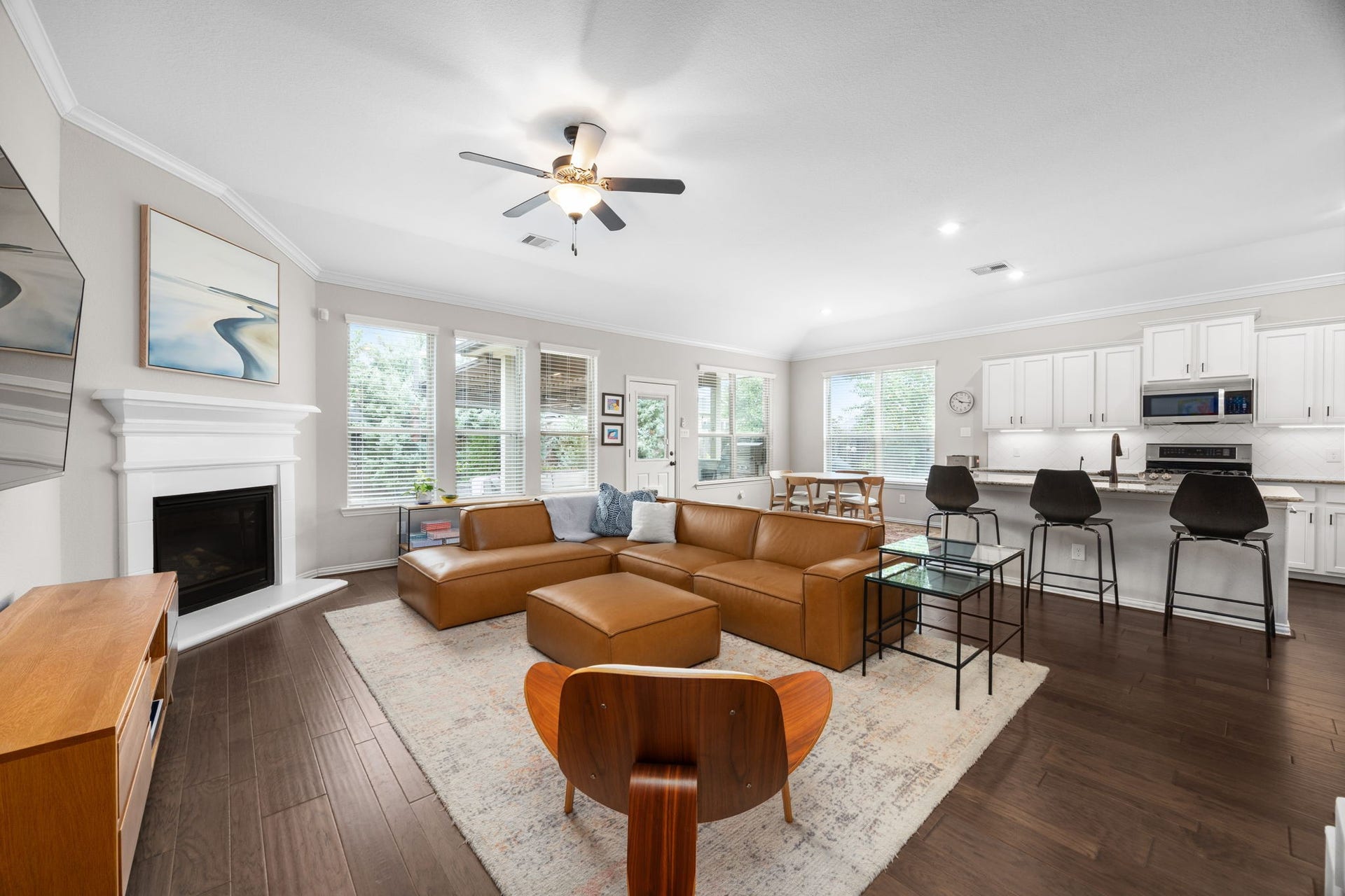 Spacious open-concept living area.