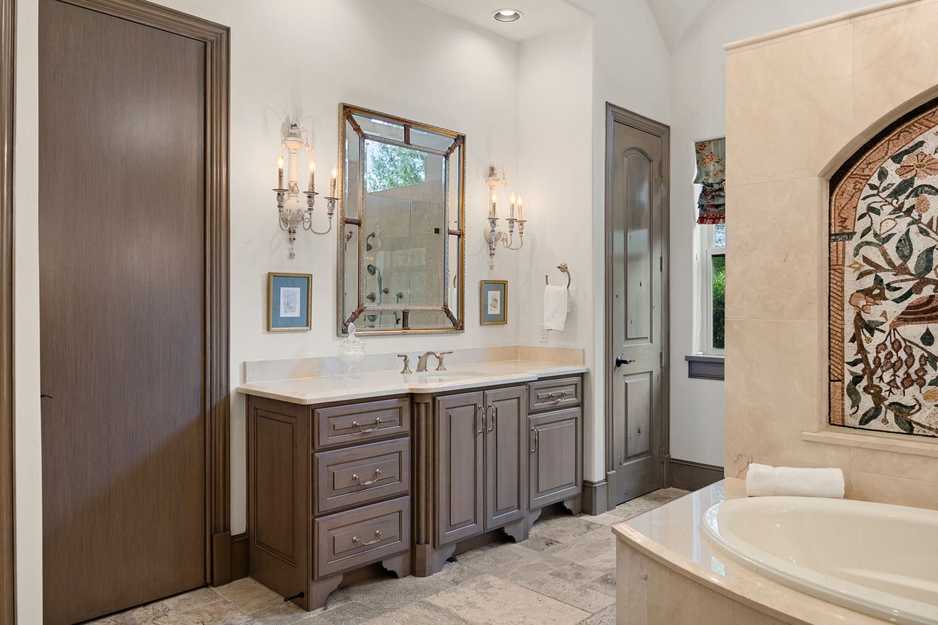 2127 Fawn Meadow Lane, Richmond, TX 77406 Beautiful primary bathroom with spacious vanity, ample storage, and a walk-in shower.