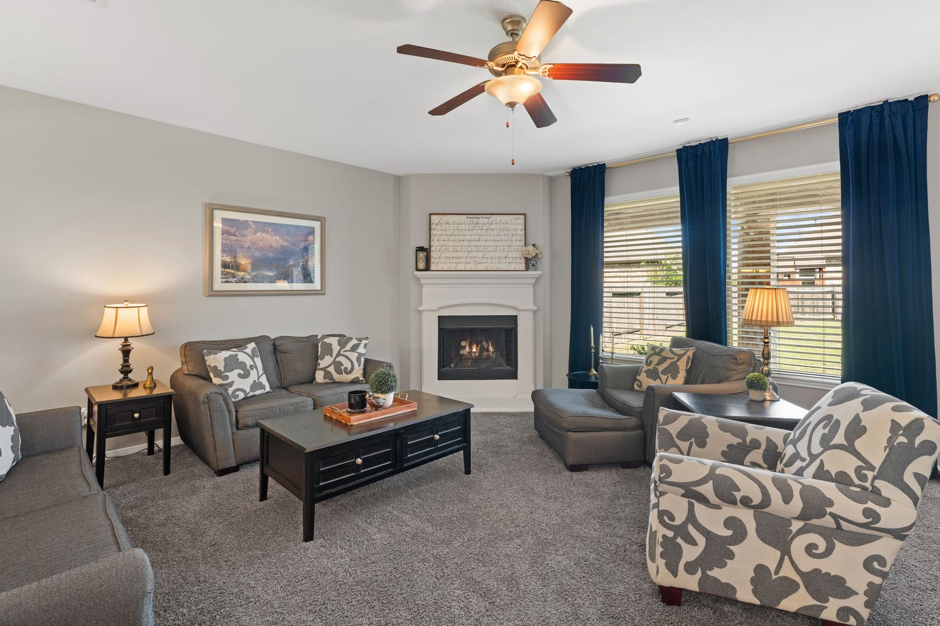 23418 Tirino Shores Drive, Katy, TX 77493 Corner fireplace enhance the beauty of the living room