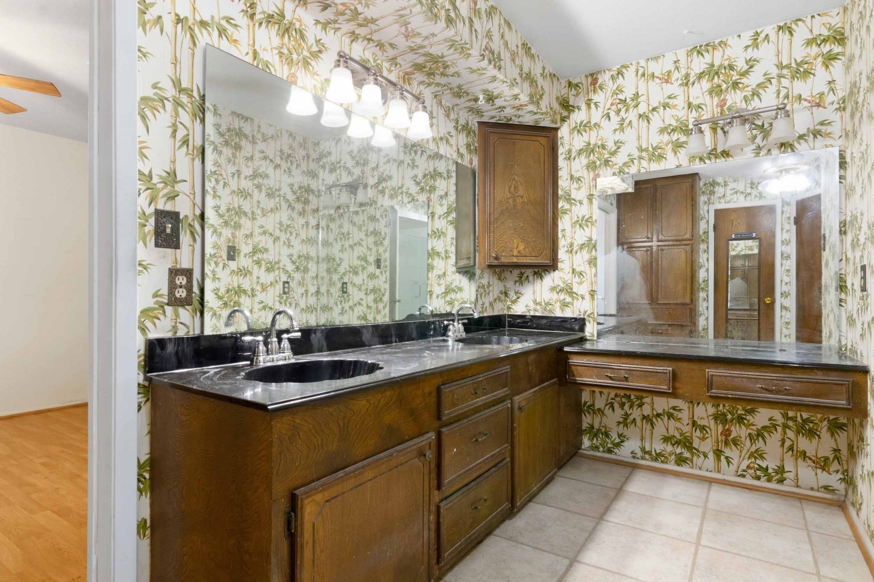 Master bathroom with built ins.