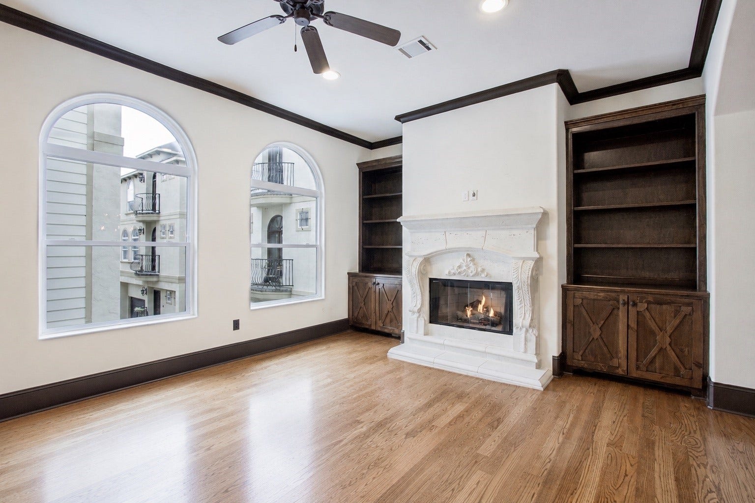 1241 W 24th Street, #C, Houston, TX 77008 Site built solid wood book shelves and cabinets.