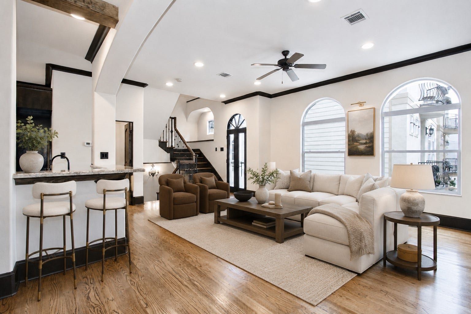1241 W 24th Street, #C, Houston, TX 77008 Virtually staged. Furniture layout is one of many options.