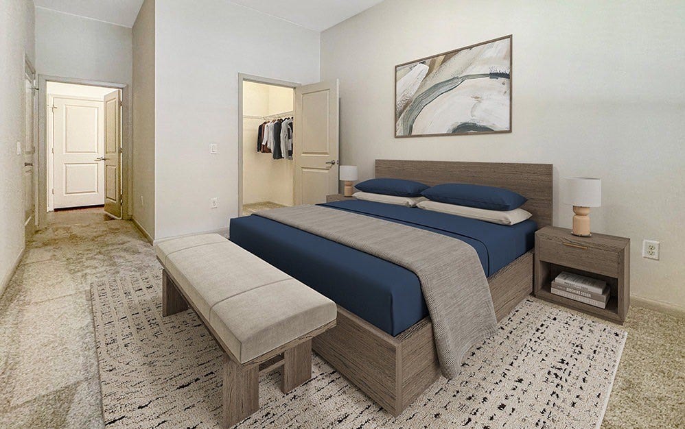 206 McGowen Street, #2102, Houston, TX 77006 Second bedroom, with walk in closet and direct entrance to bathroom.
