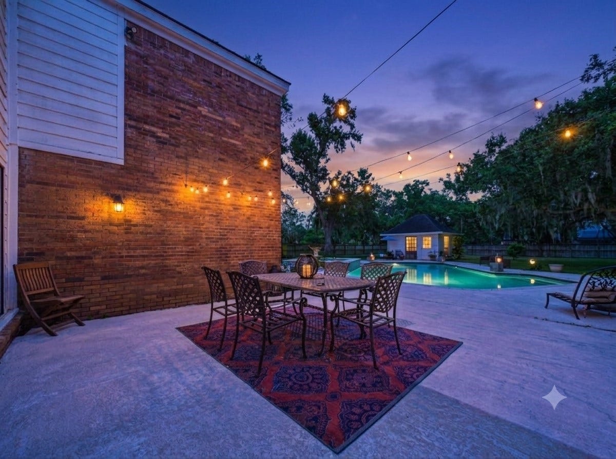 111 Cherrywood Dr, Lake Jackson, TX 77566 Twilight view of poool