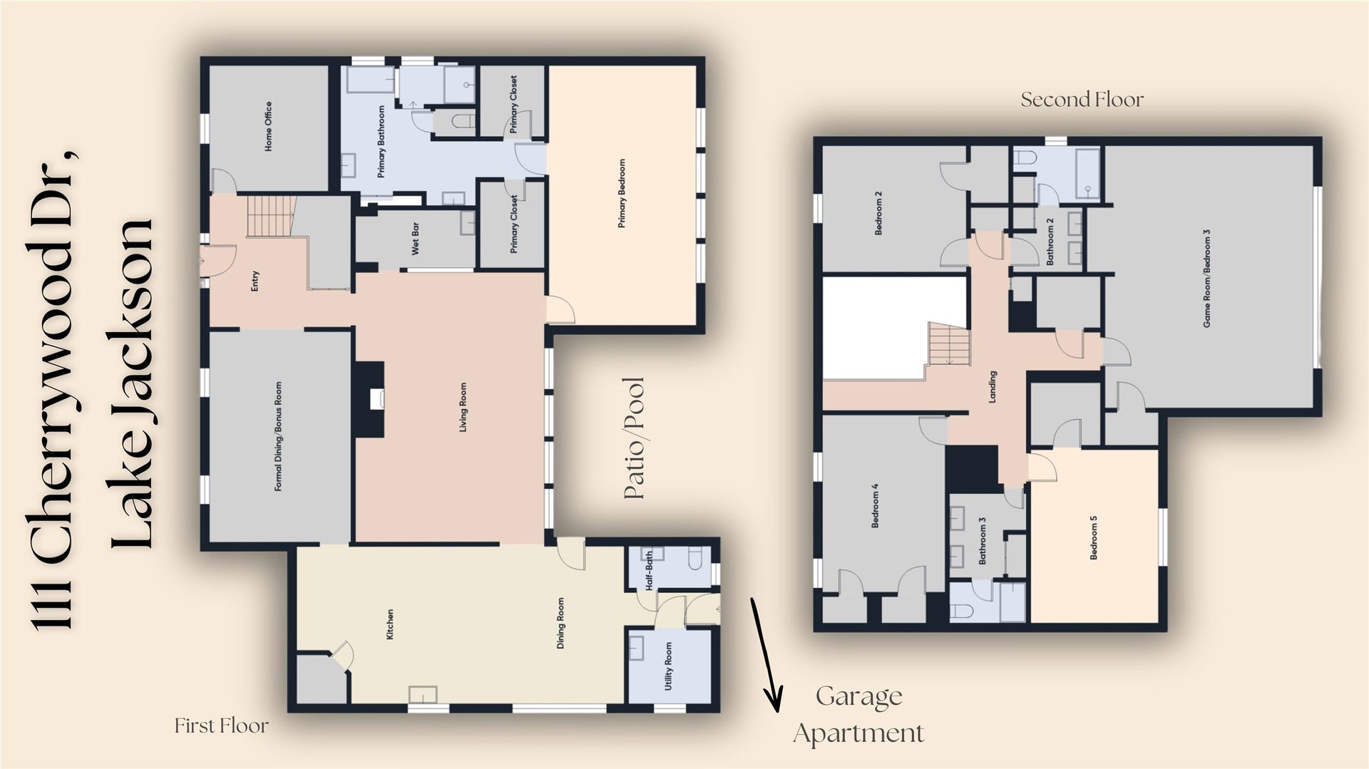 111 Cherrywood Dr, Lake Jackson, TX 77566 Floor plan of main house