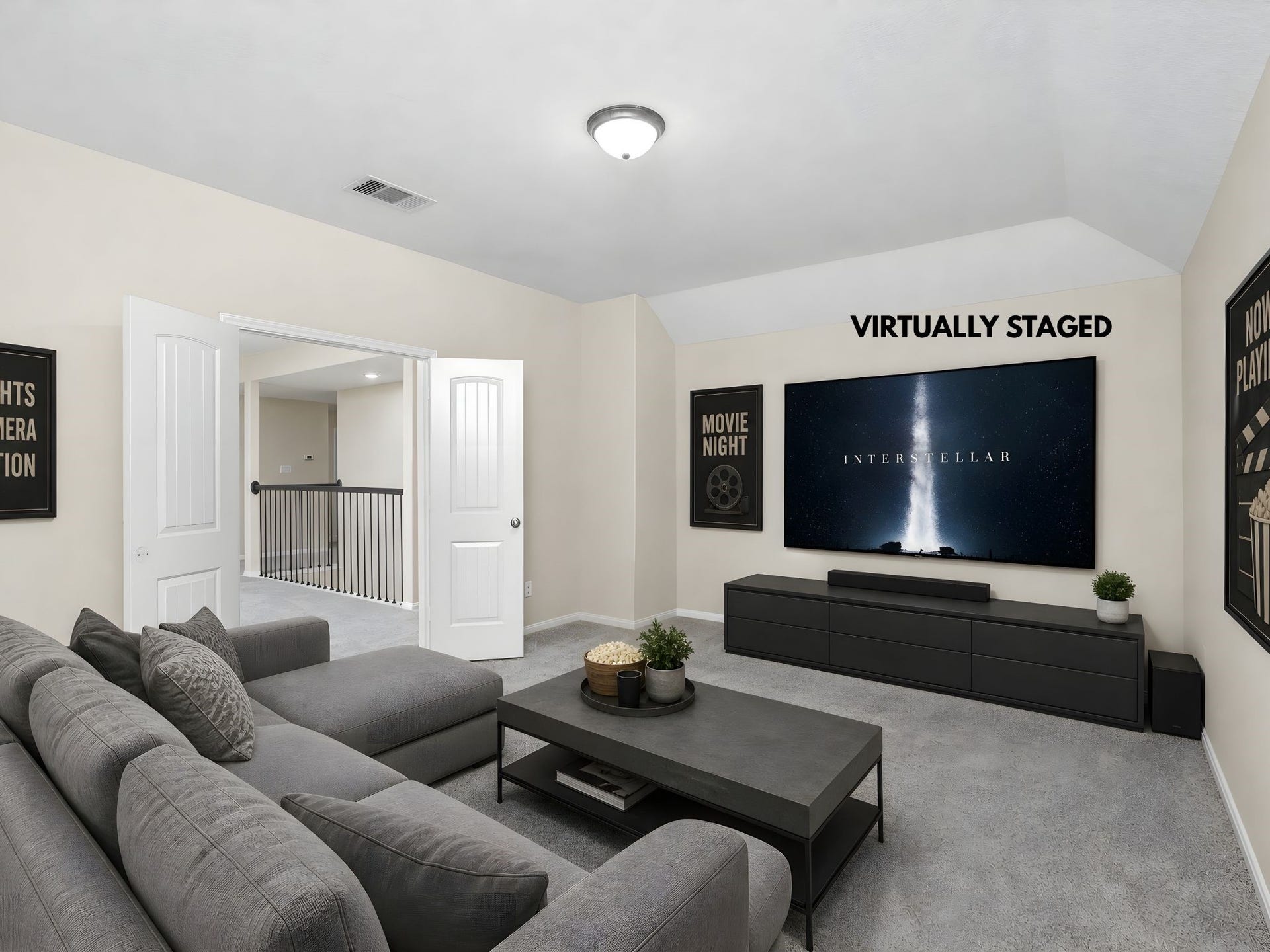 9423 Mineral Rock Lane, Richmond, TX 77407 Experience cinematic luxury in the virtually staged media room, designed for ultimate entertainment and relaxation.