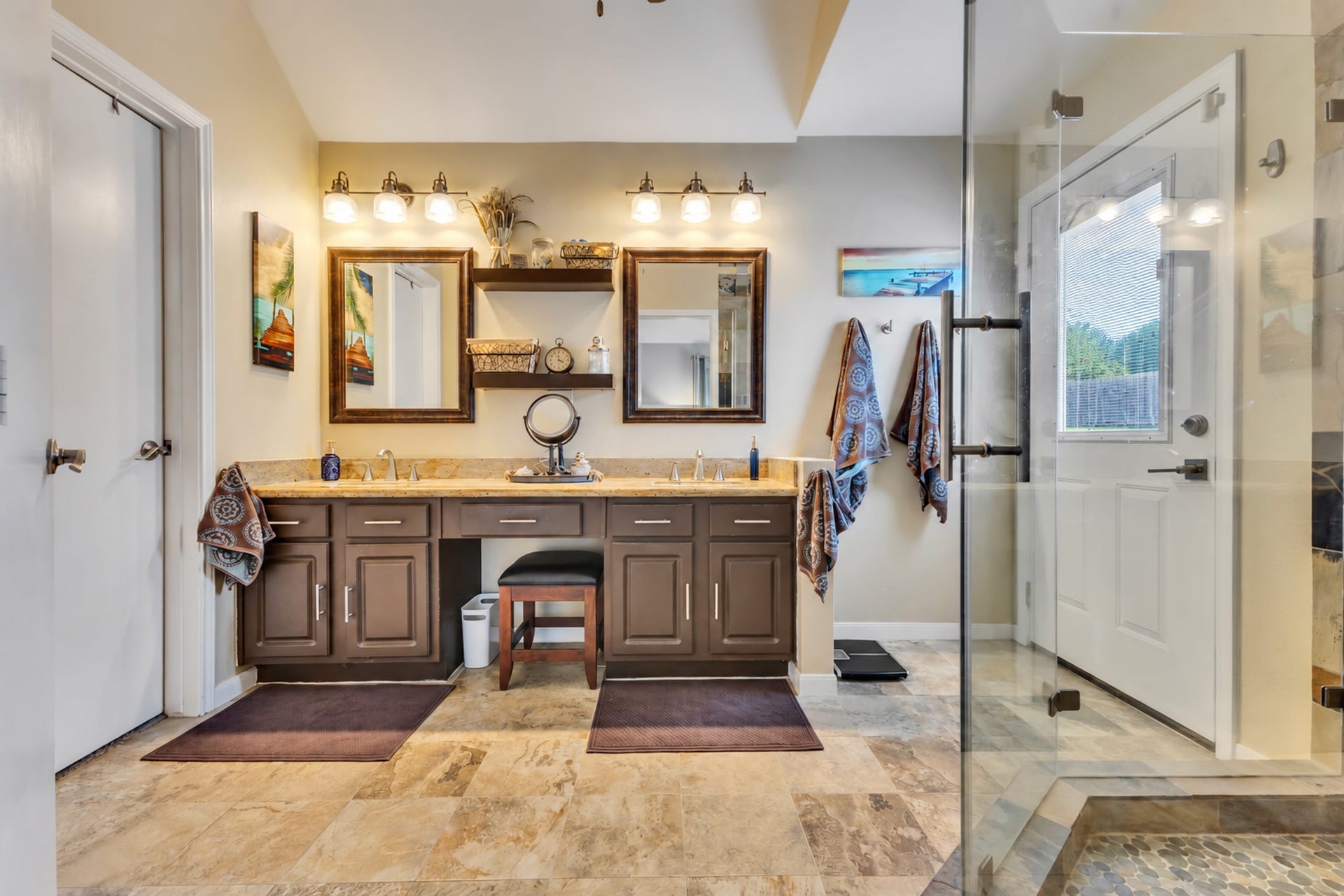 3502 Pecan Mill Drive, Sugar Land, TX 77498 Completely updated primary bath, includes a door to the outside pool area.