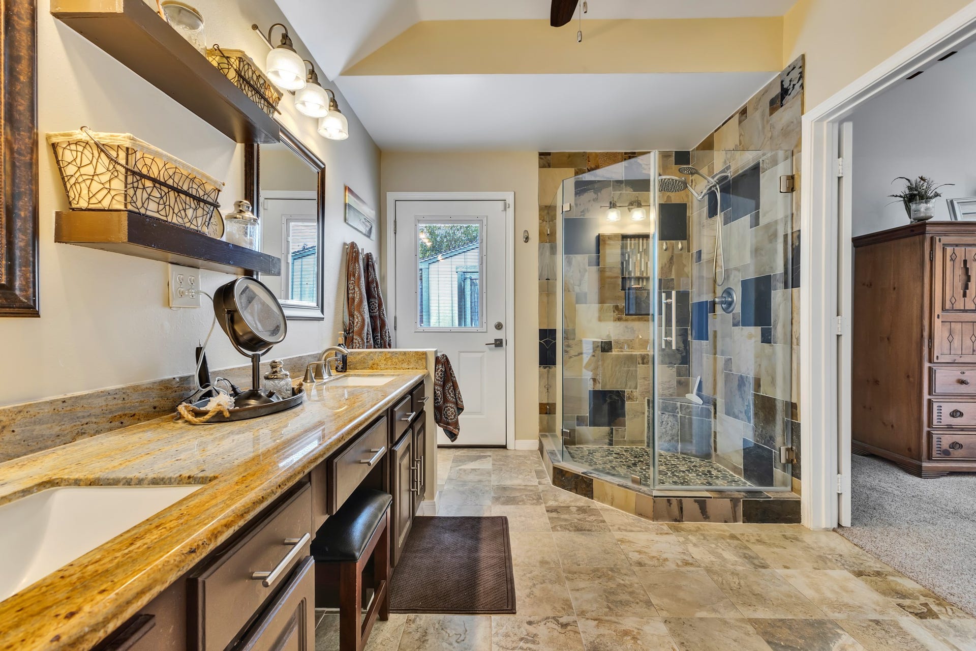 3502 Pecan Mill Drive, Sugar Land, TX 77498 Double vanity and walk in shower.