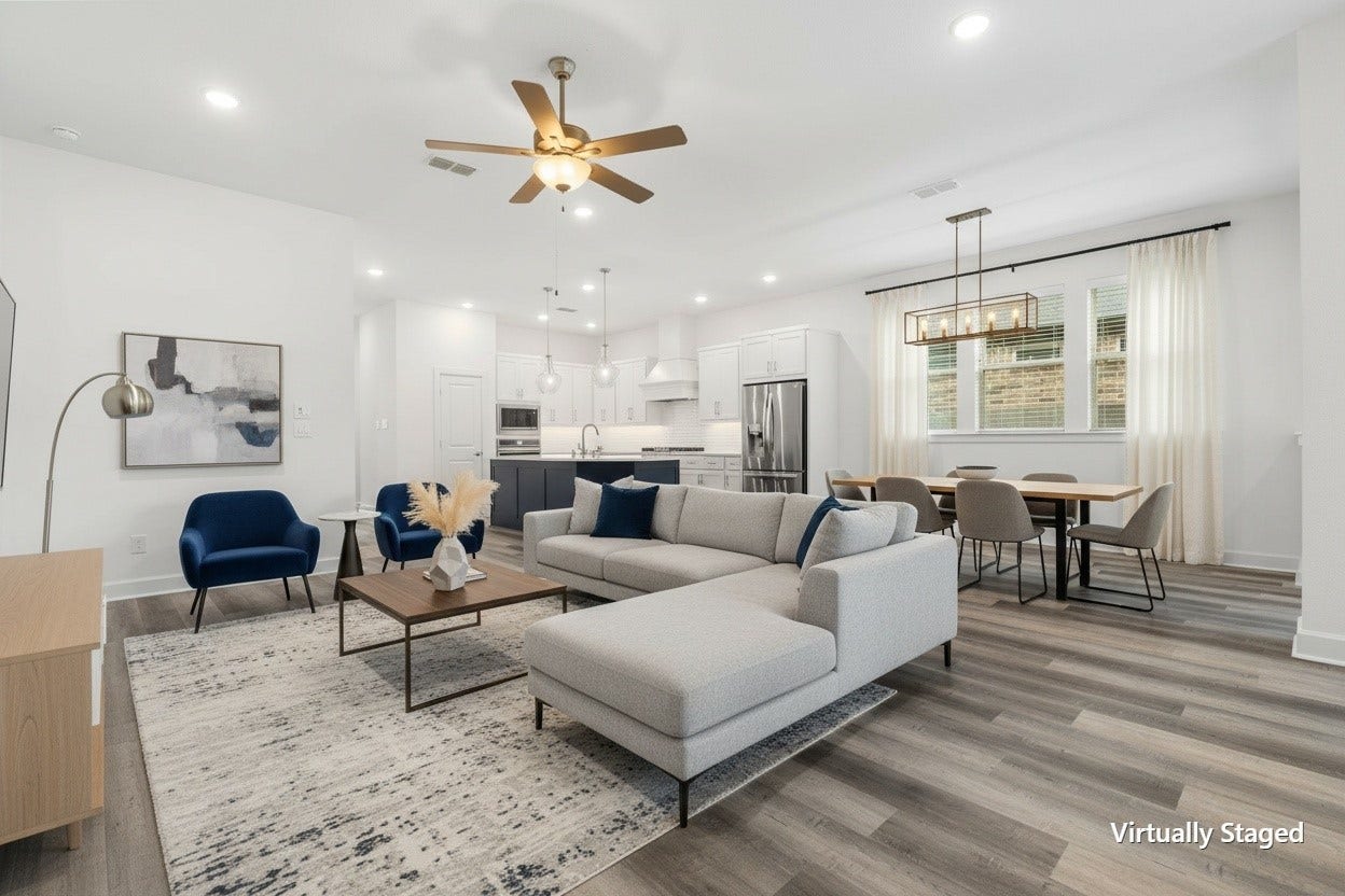 2323 Lambert Drive, Katy, TX 77493 Virtually Staged! Family Room looking to Kitchen and Eating Area
