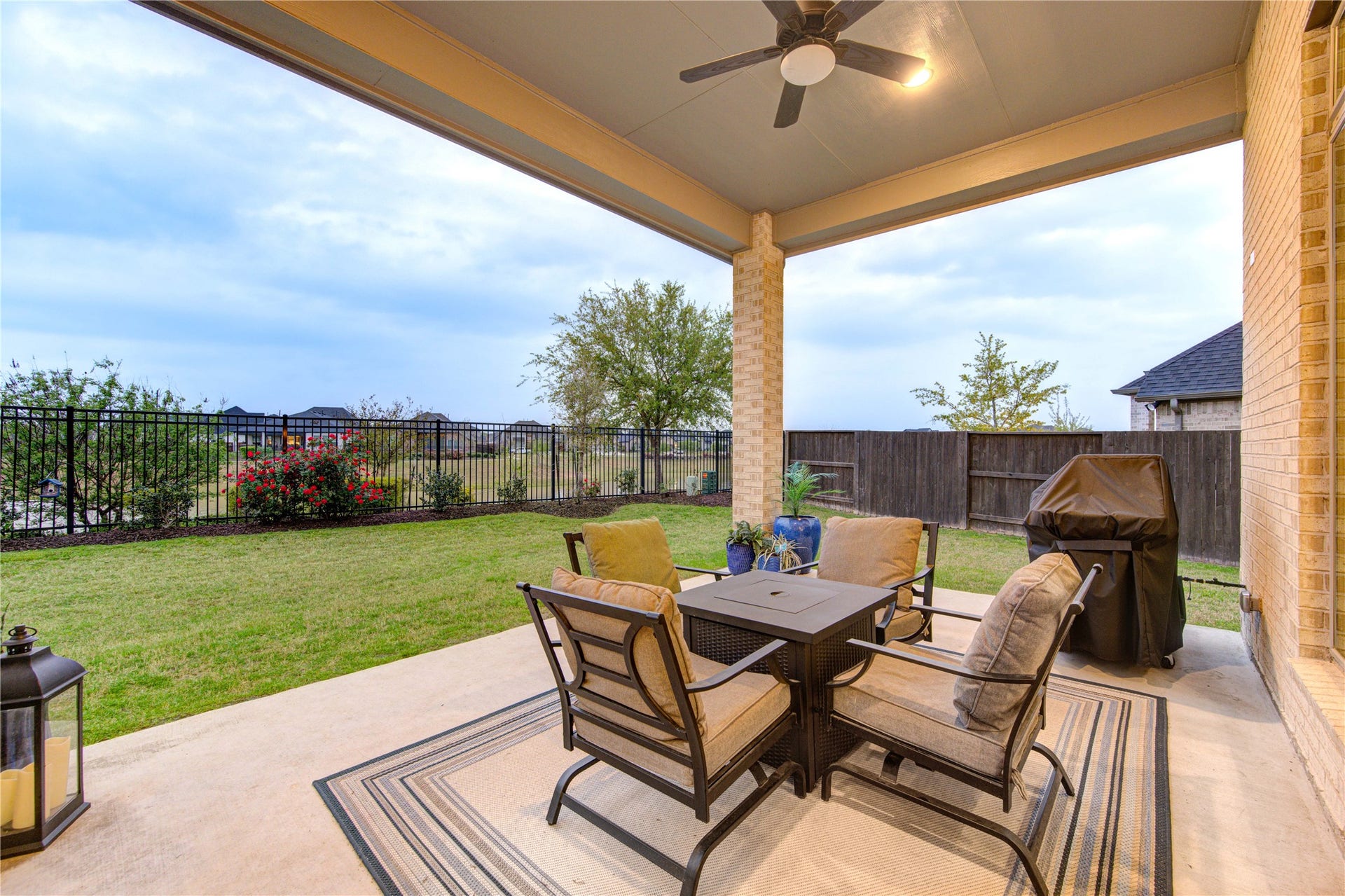 Covered Patio Overlooking the Lake: The covered patio is the perfect spot for morning coffee or evening relaxation, with unobstructed views of the tranquil lake. A ceiling fan adds comfort, making this an ideal outdoor retreat. Bonus electrical plugs for Christmas lighting/