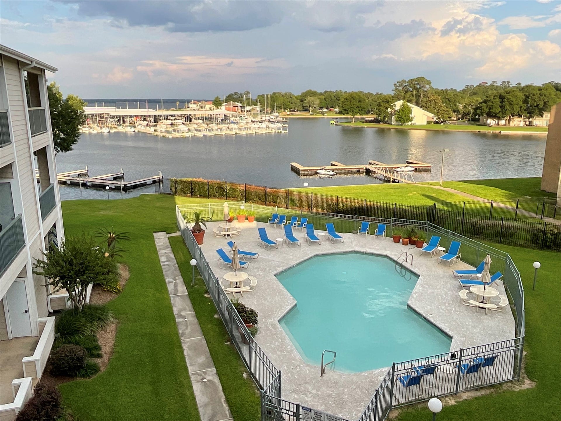 The Point's Private Pool overlooking The Point's Private docks and Safe Harbour Marina  Deep water channel