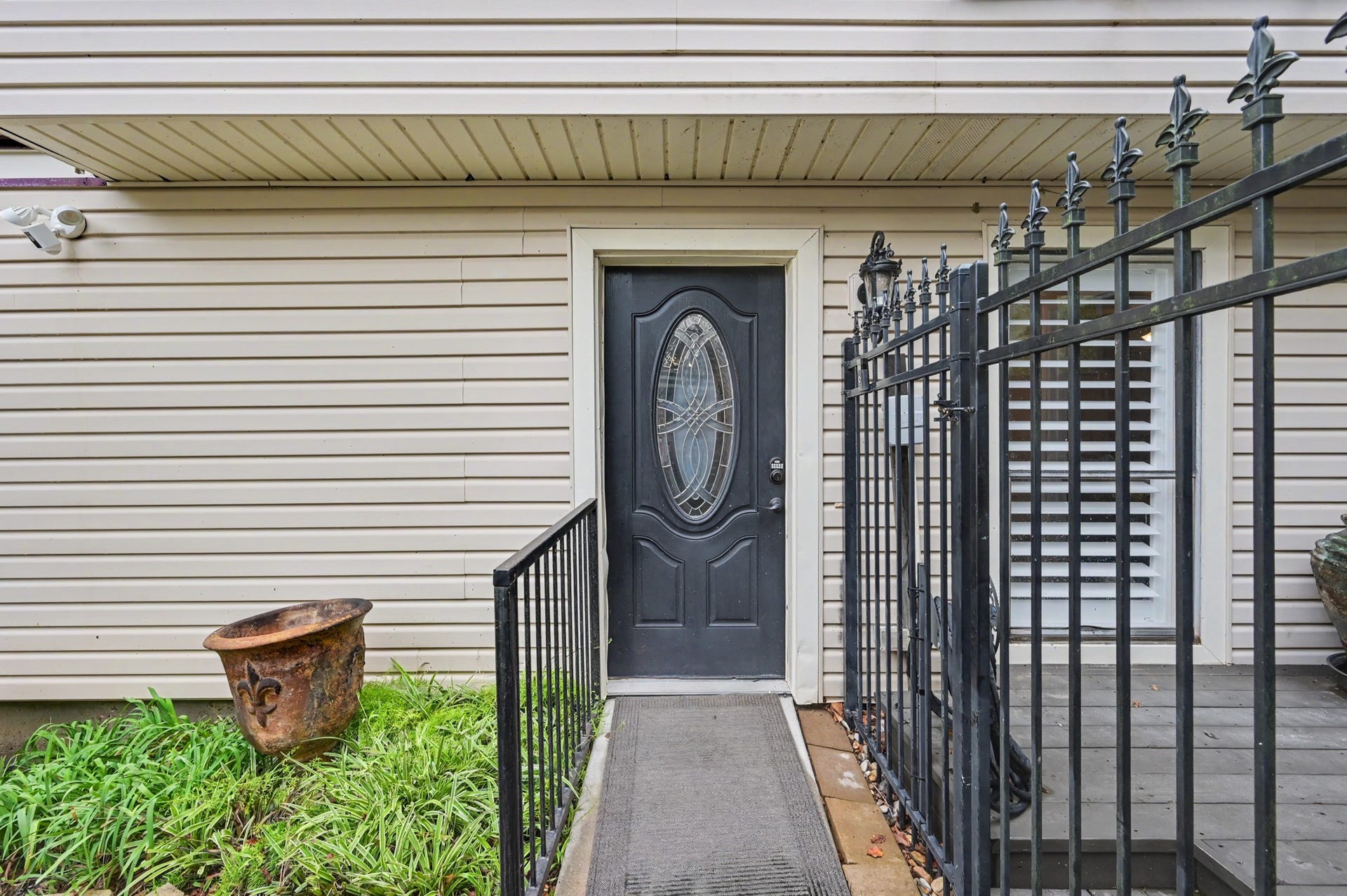 Front door on the right side of unit.