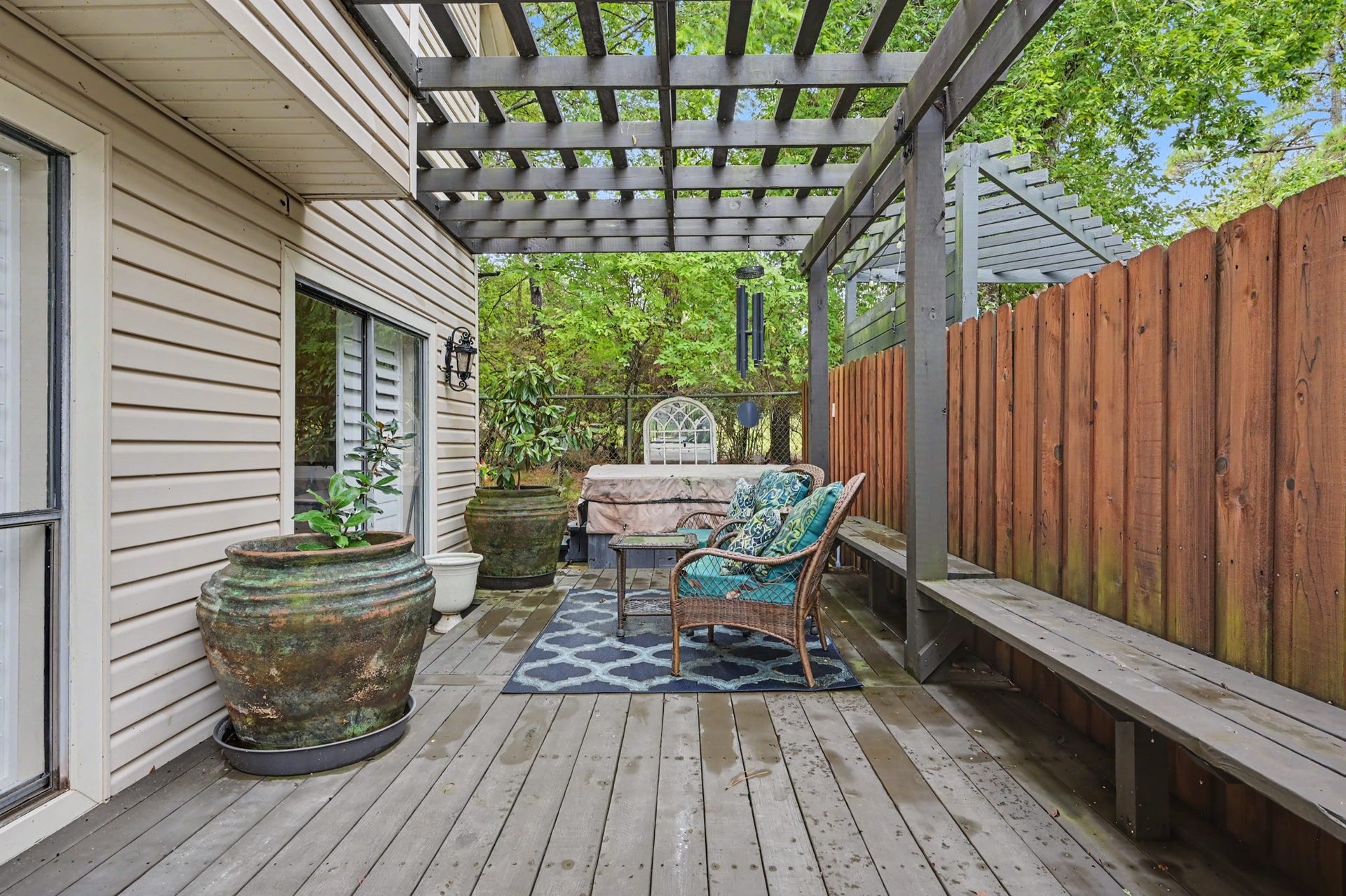This wonderful townhome features its own private gated side-yard patio complete with a spa, creating the perfect space to relax, unwind, and enjoy your own private outdoor retreat.