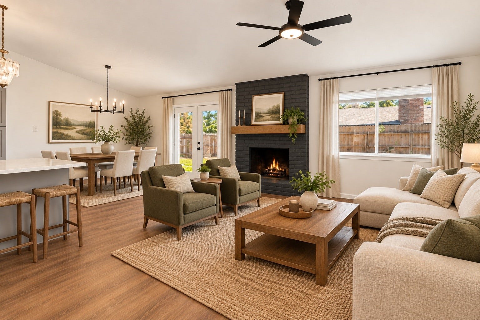 living room virtually staged