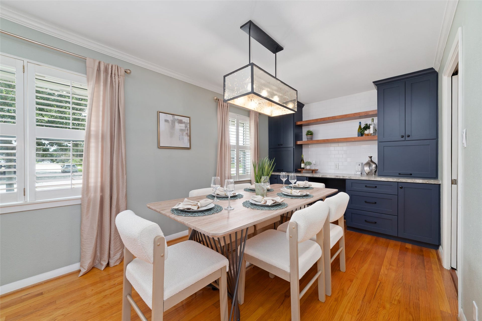 2127 Lazybrook Drive, Houston, TX 77008 Dining room features a built-in hutch for additional storage