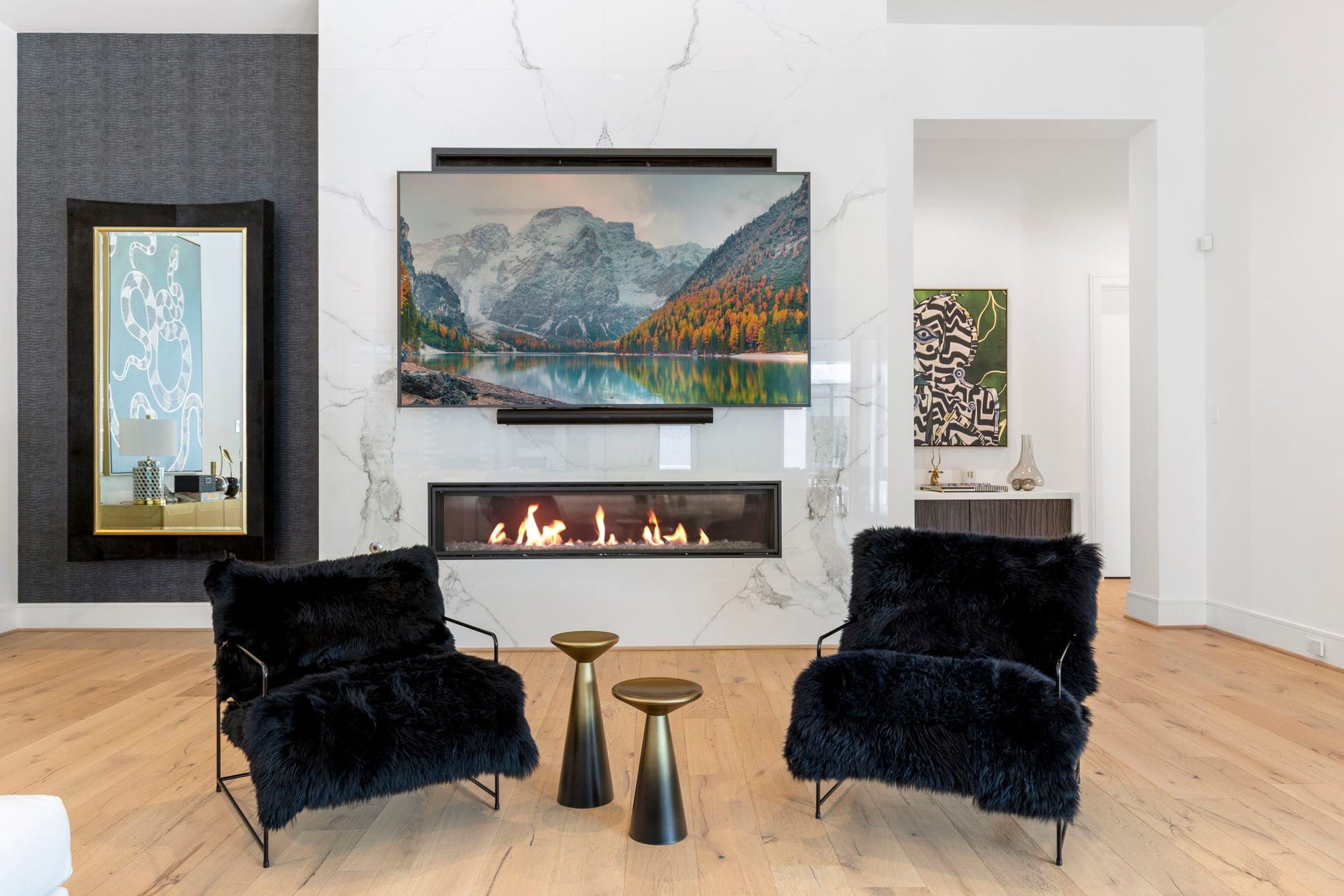 Conversation area off the family room and first floor entertaining spaces.