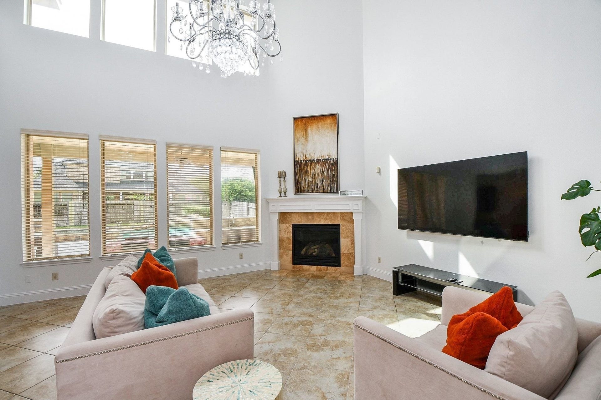 26727 Cedardale Pines Drive, Katy, TX 77494 2 Story living area with gas log fireplace.