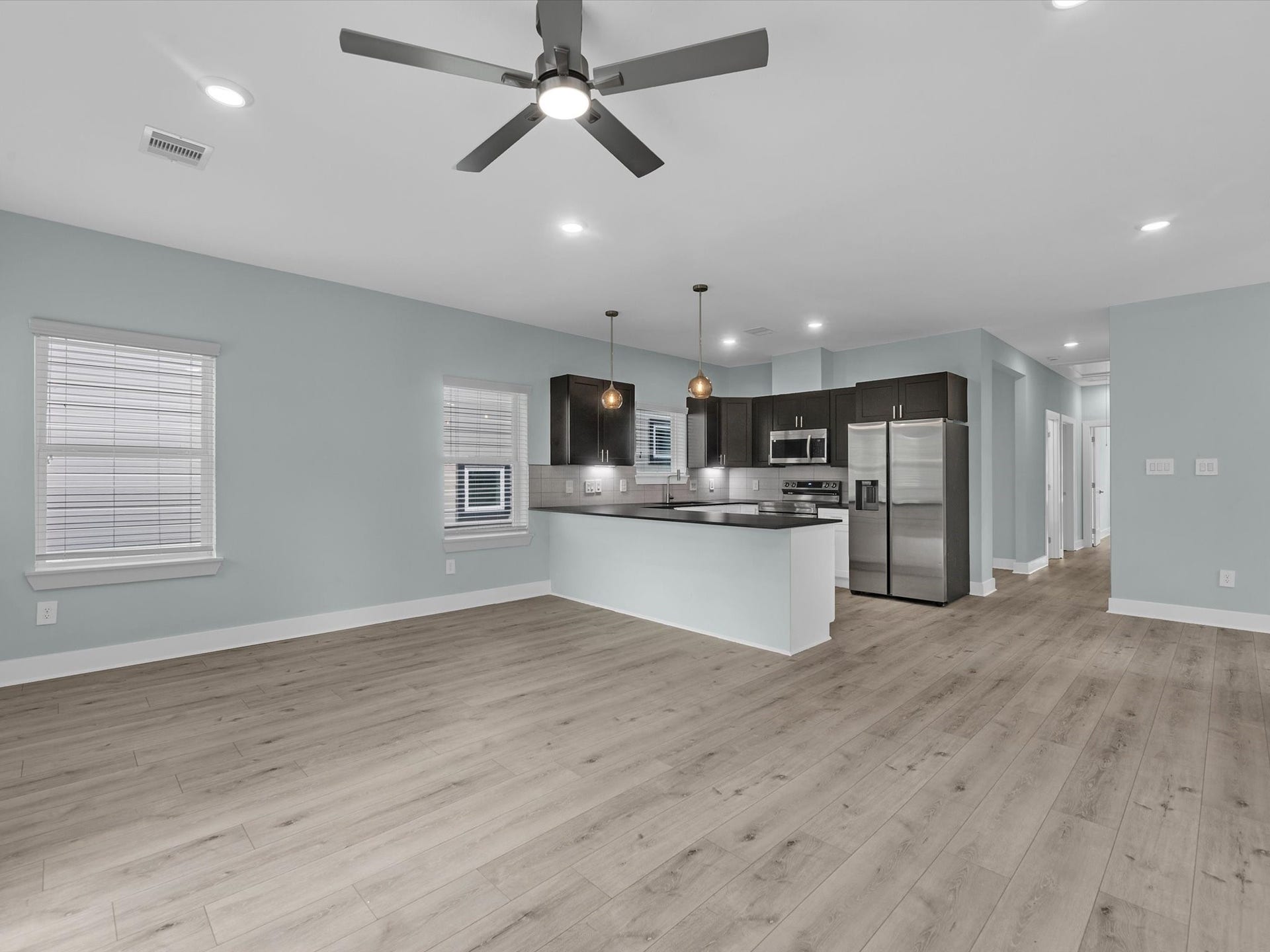 Open Living and Dining areas