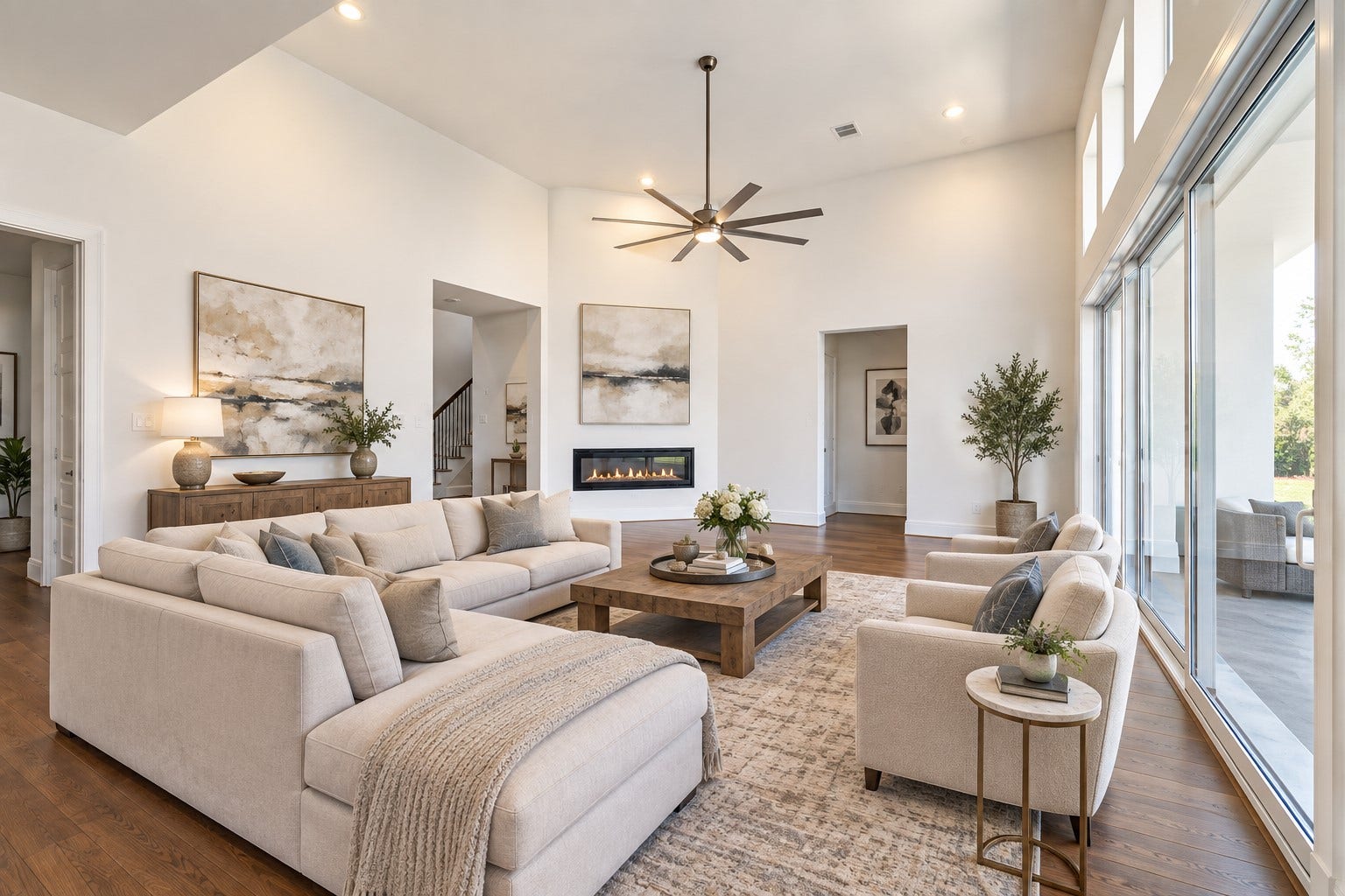 1907 Camille Park Drive, Missouri City, TX 77459 First Floor Living Room Virtually Staged For Visualization of Room Size and Furnishing Ideas Only
