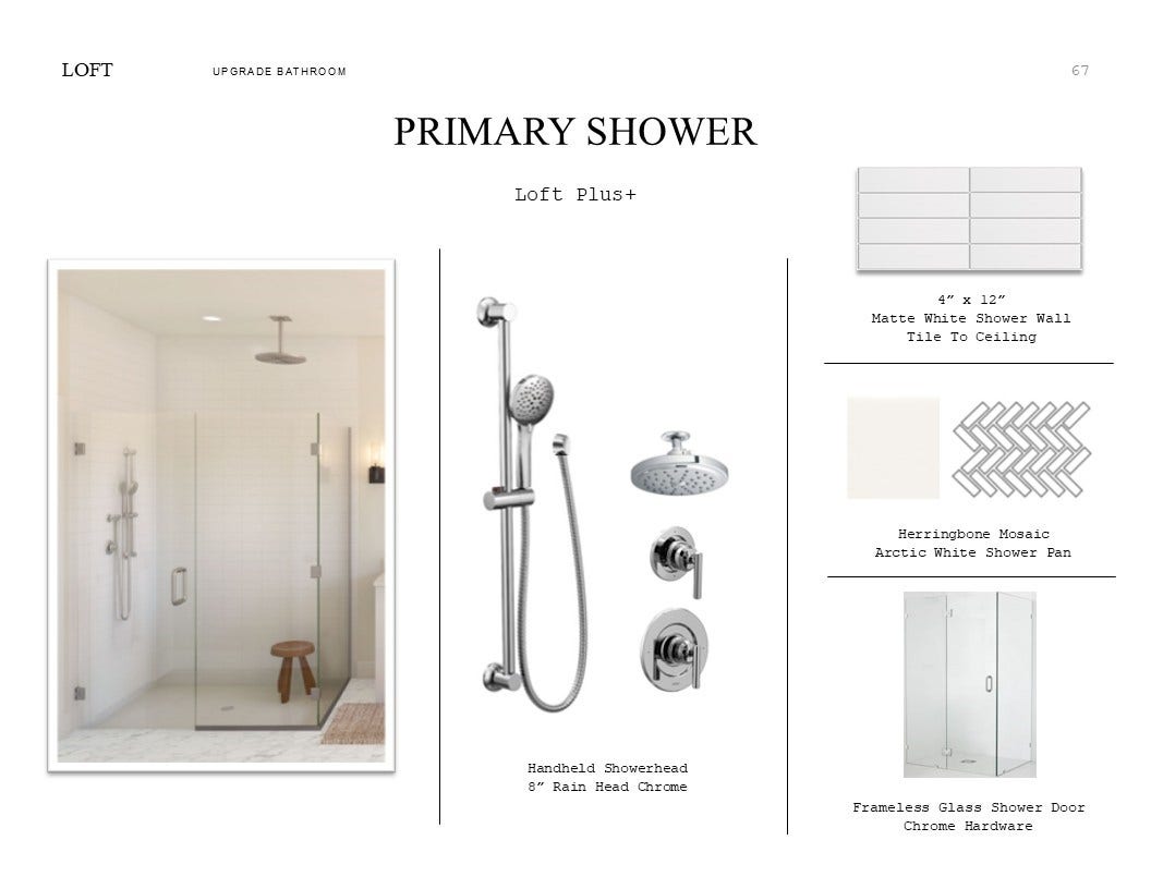 Loft Look Palette 1: Primary Bathroom Selection Sheet (*Artist rendering used for illustration purposes only.)