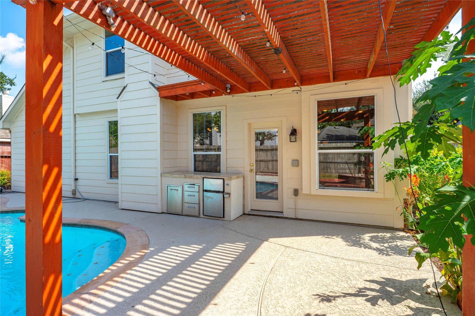 New fridge in the outdoor bar