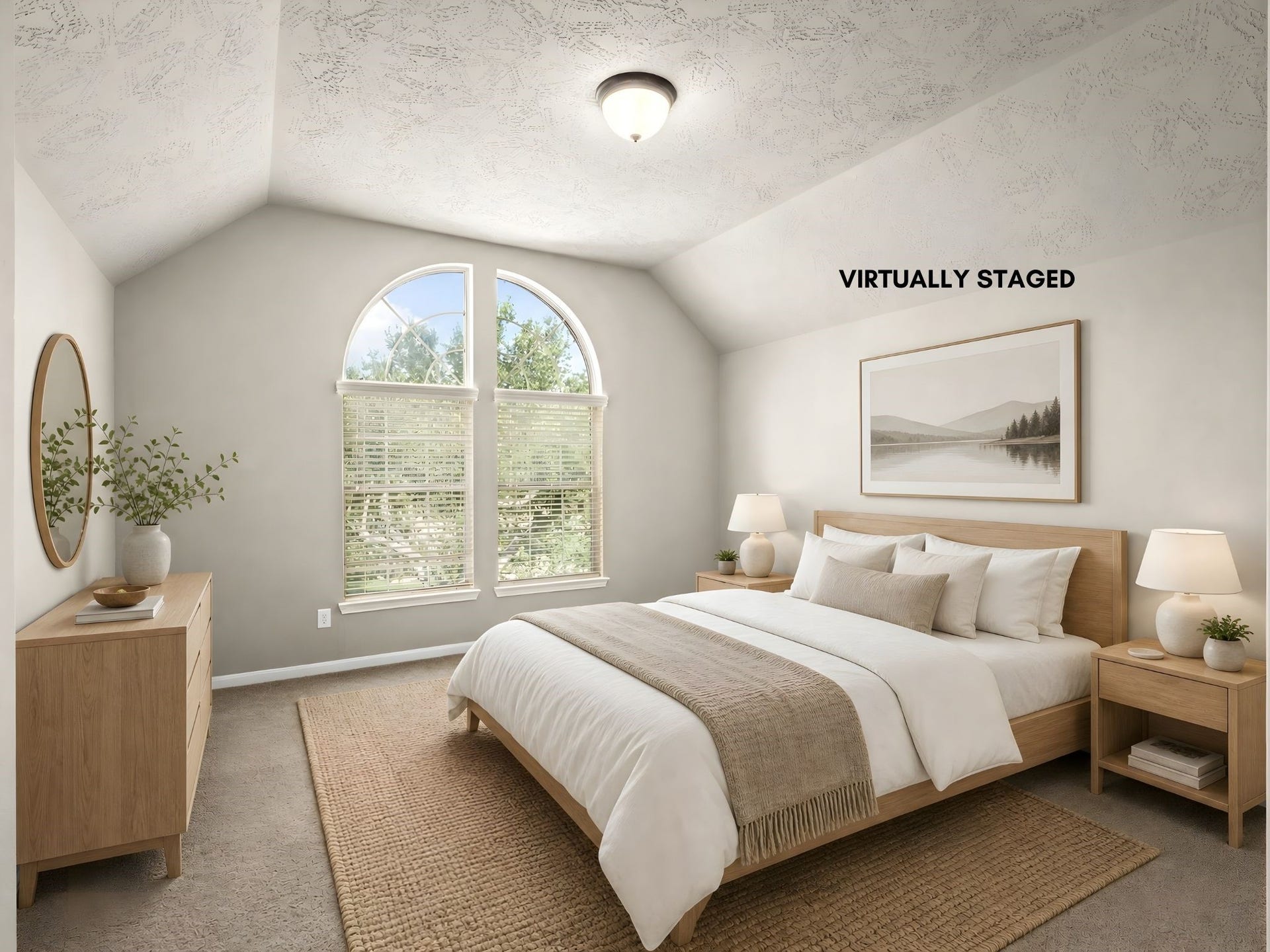 5307 Amber Sky Lane, Rosharon, TX 77583 Comfortable and bright, this secondary bedroom is virtually staged to highlight its generous proportions and inviting atmosphere.