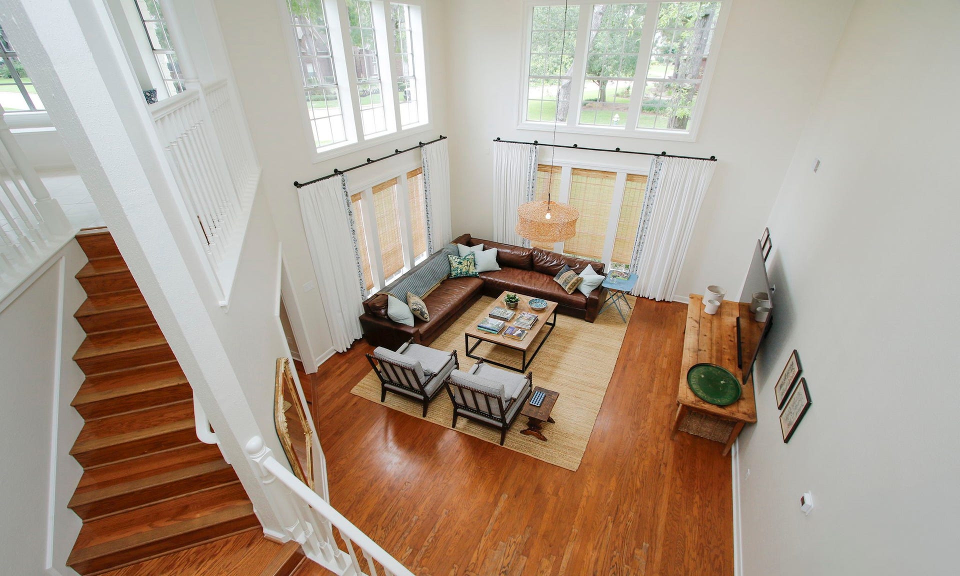 8515 Tranquil Park Drive, Spring, TX 77379 This is a view of the first floor den taken from the second floor game room.