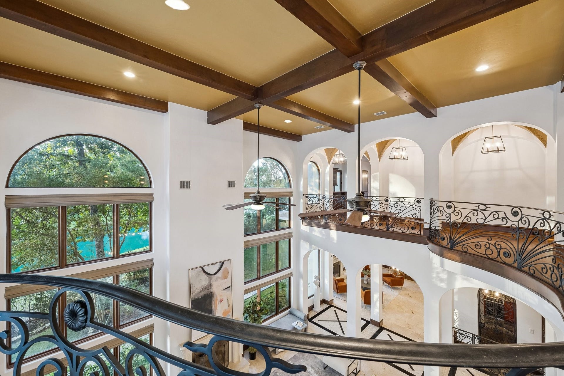 6 N Fazio Way, Spring, TX 77389 Wonderful wood beams in formal living room.